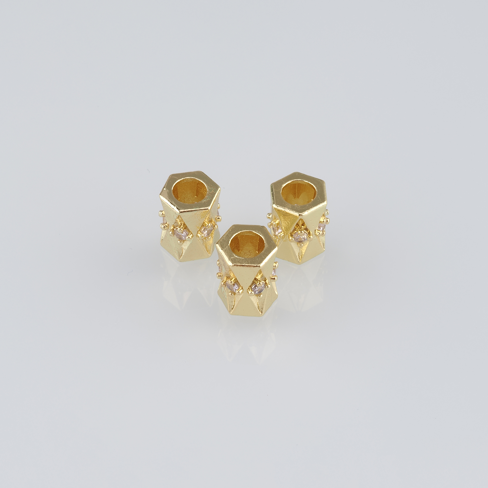 10pcs 18K Gold Filled Cylinder Spacer Beads,CZ Micro Pave Barrel Beads for Bracelet Jewelry Necklace Making Supply