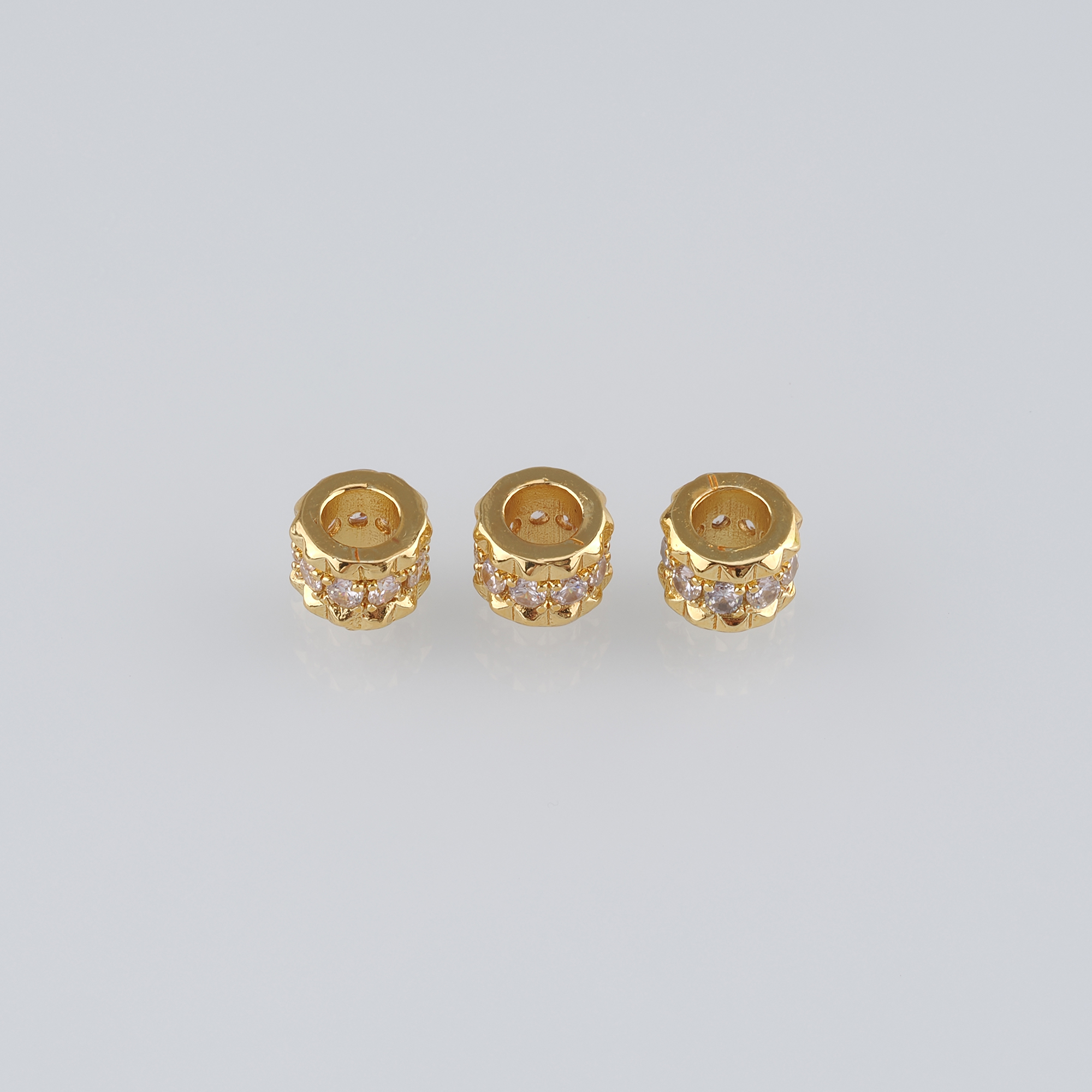 10pcs 18K Gold Filled Cylinder Spacer Beads,CZ Micro Pave Barrel Beads for Bracelet Jewelry Necklace Making Supply