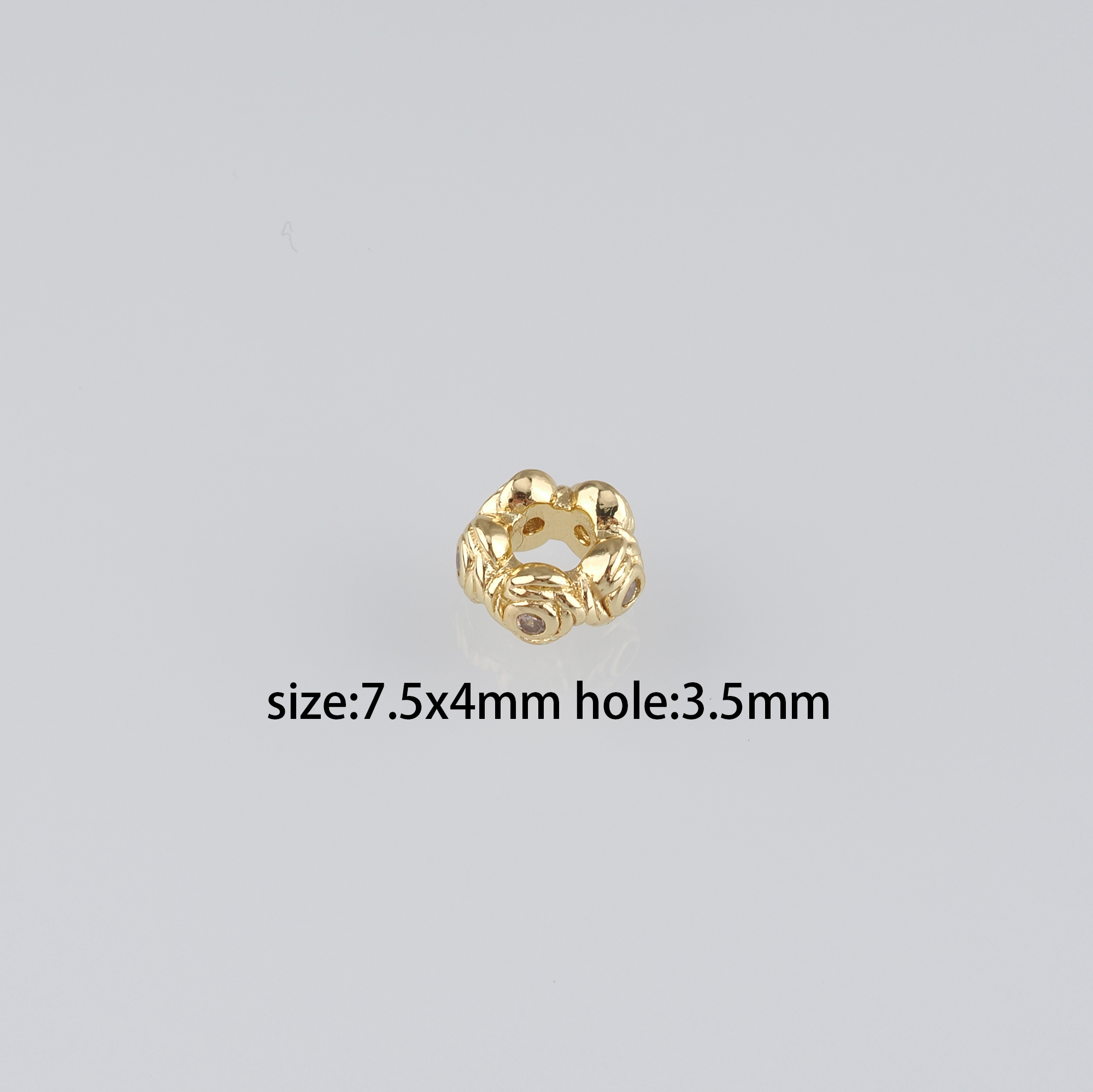 10Pcs 18K Gold Filled Flower Beads,CZ Micro Pave Flower Flat Spacer Beads,DIY Jewelry Making Supply