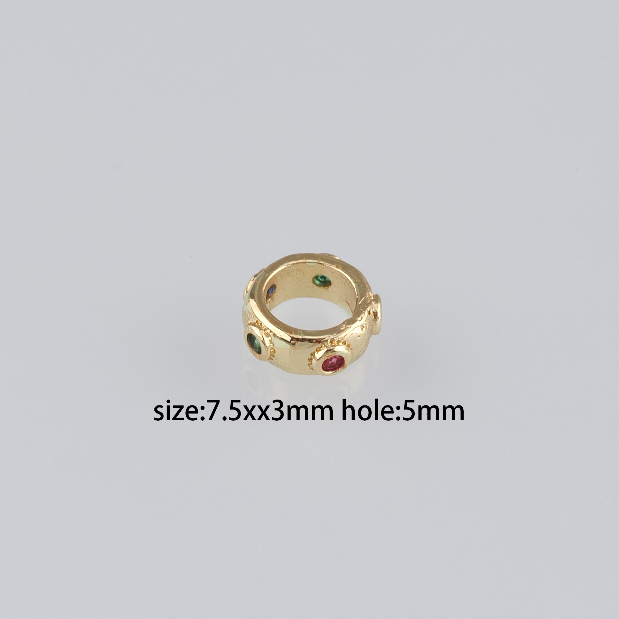 10Pcs 18K Gold Filled Round Flat Spacer Beads,CZ Micro Pave Round Spacer Beads,DIY Jewelry Making Supply