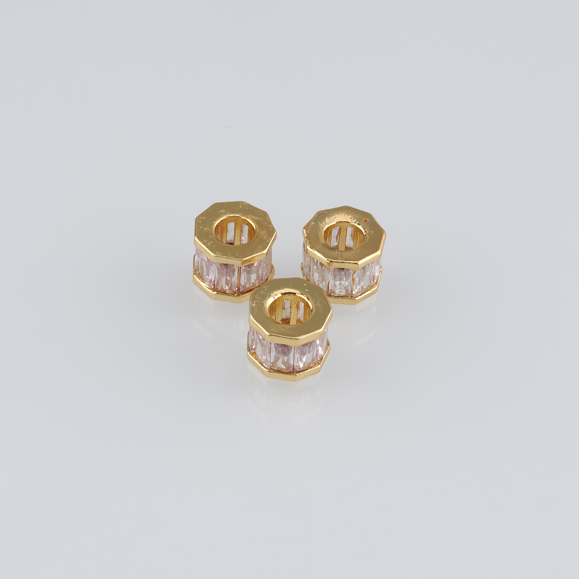 10pcs 18K Gold Filled Cylinder Spacer Beads,CZ Micro Pave Barrel Beads for Bracelet Jewelry Necklace Making Supply