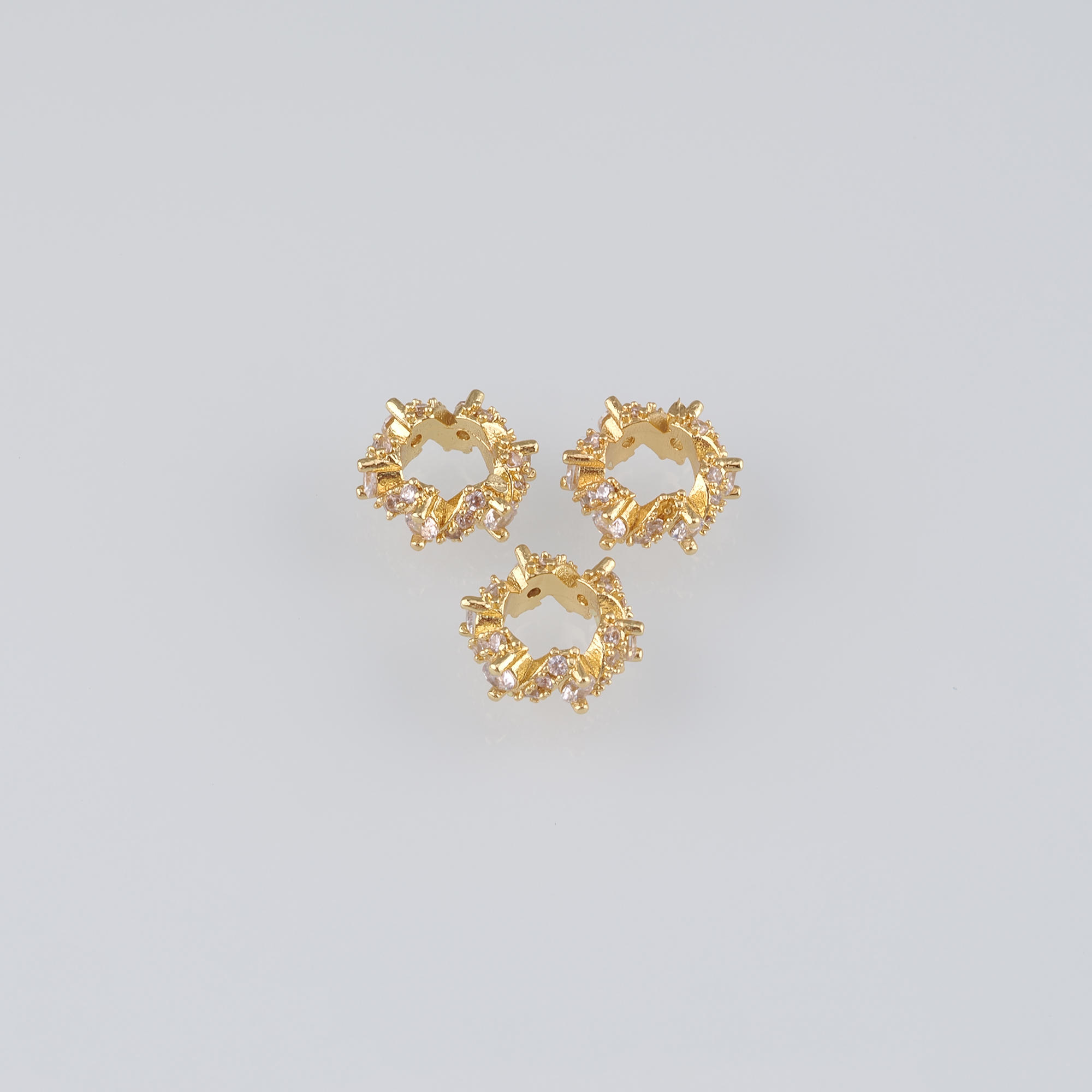 10Pcs 18K Gold Filled Round Flat Spacer Beads,CZ Micro Pave Round Spacer Beads,DIY Jewelry Making Supply