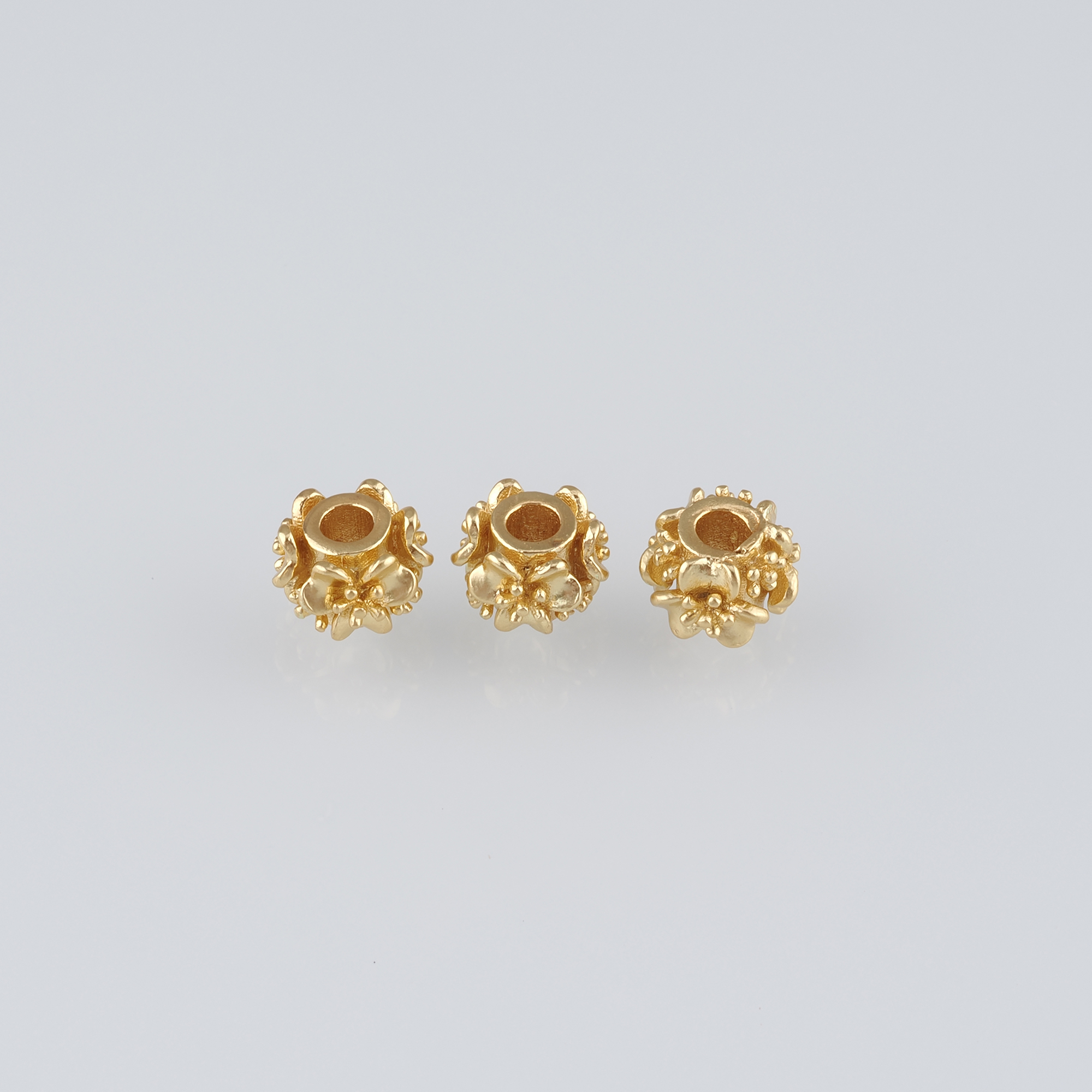 10Pcs 18K Gold Filled Flower Beads,Dainty Flower Spacer Beads,DIY Jewelry Making Supply