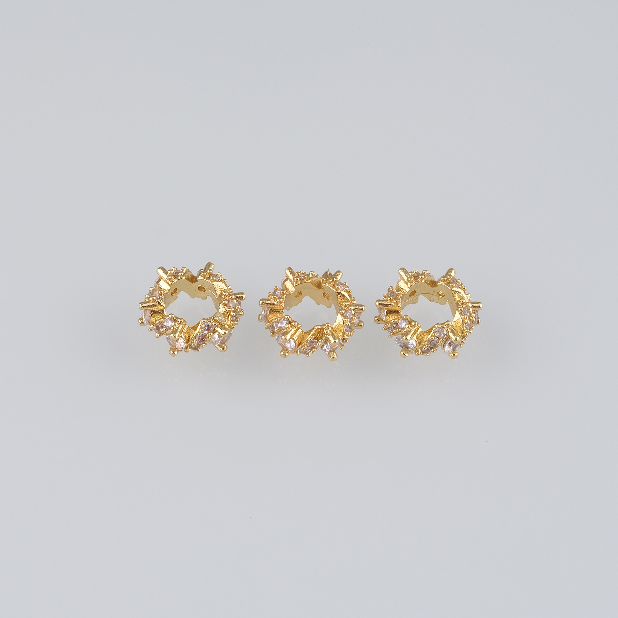 10Pcs 18K Gold Filled Round Flat Spacer Beads,CZ Micro Pave Round Spacer Beads,DIY Jewelry Making Supply
