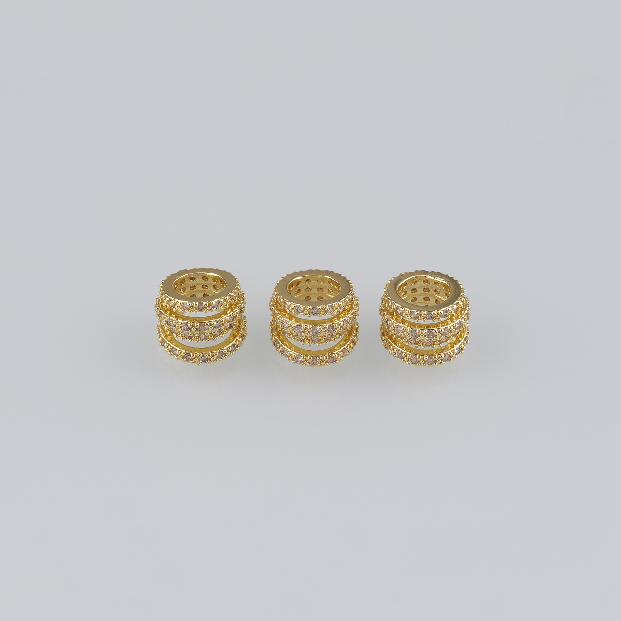 5pcs 18K Gold Filled Cylinder Spacer Beads,CZ Micro Pave Barrel Beads for Bracelet Jewelry Necklace Making Supply