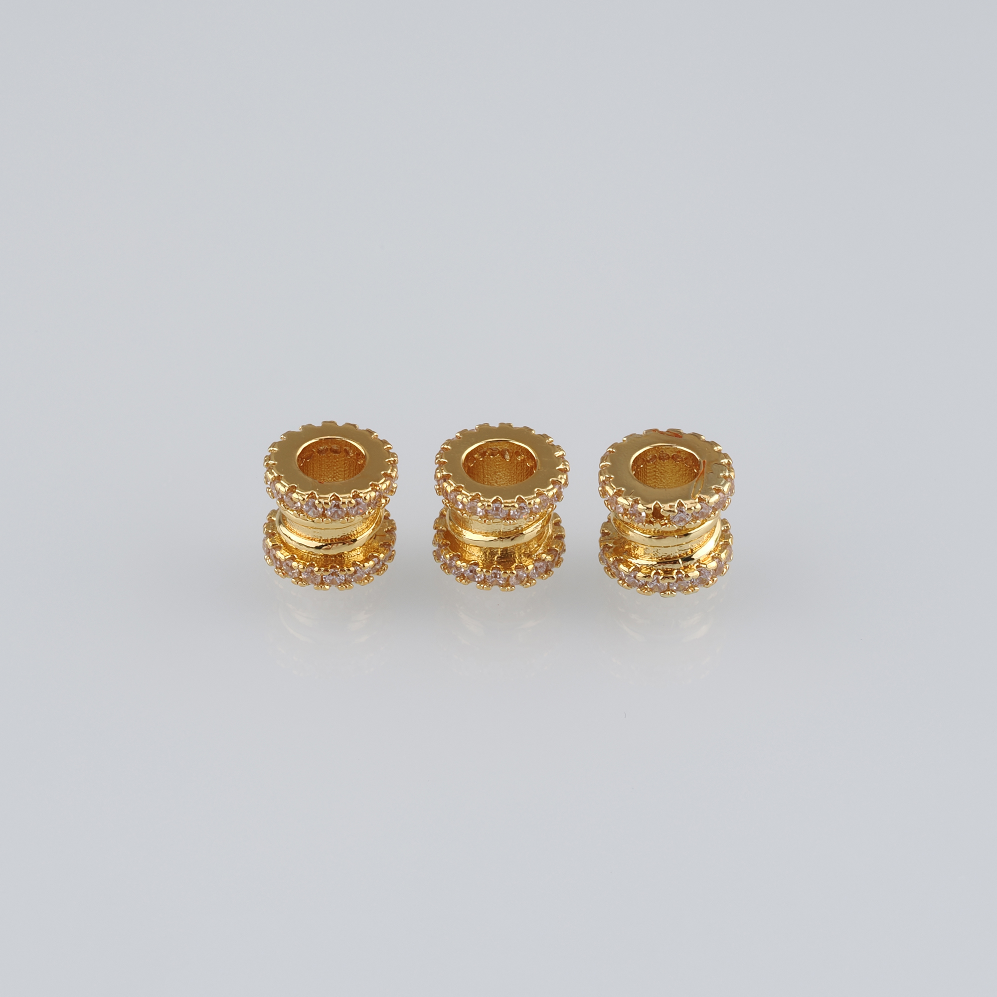 10Pcs 18K Gold Filled Barrel Spacer Beads,CZ Micro Pave Barrel Beads for Bracelet Jewelry Necklace Making Supply