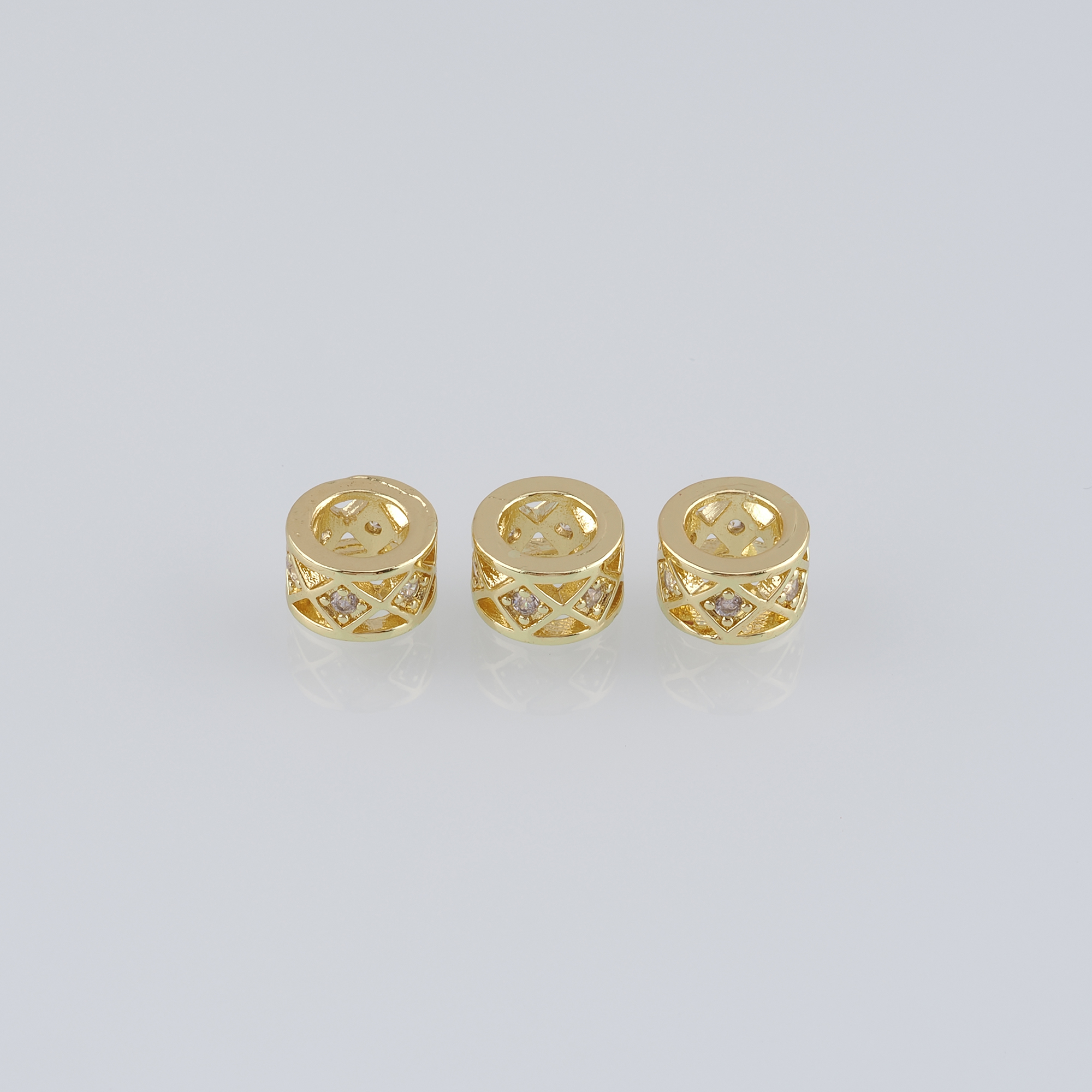 10pcs 18K Gold Filled Cylinder Spacer Beads,CZ Micro Pave Barrel Beads for Bracelet Jewelry Necklace Making Supply
