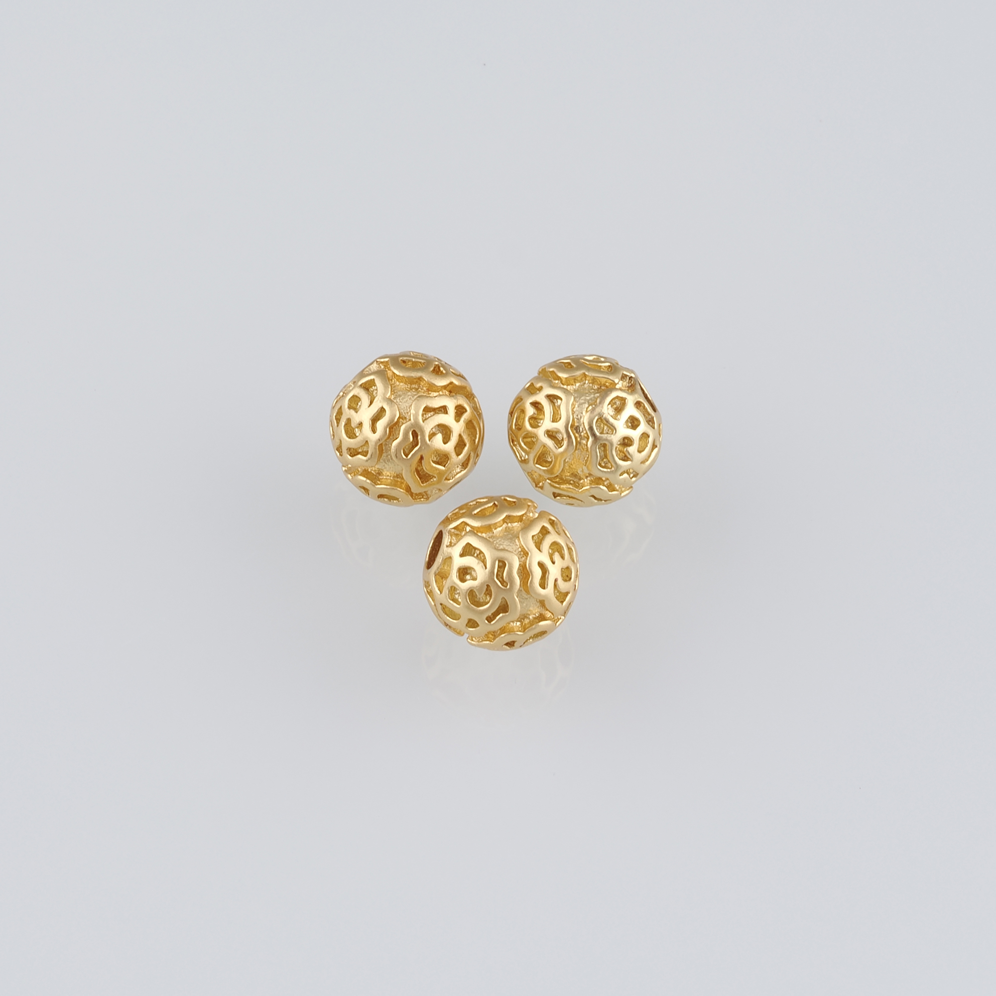 20Pcs 18K Gold Filled Flower Round Spacer Beads,Gold Beads,Ball Bead for Bracelet Jewelry Necklace Making Supply