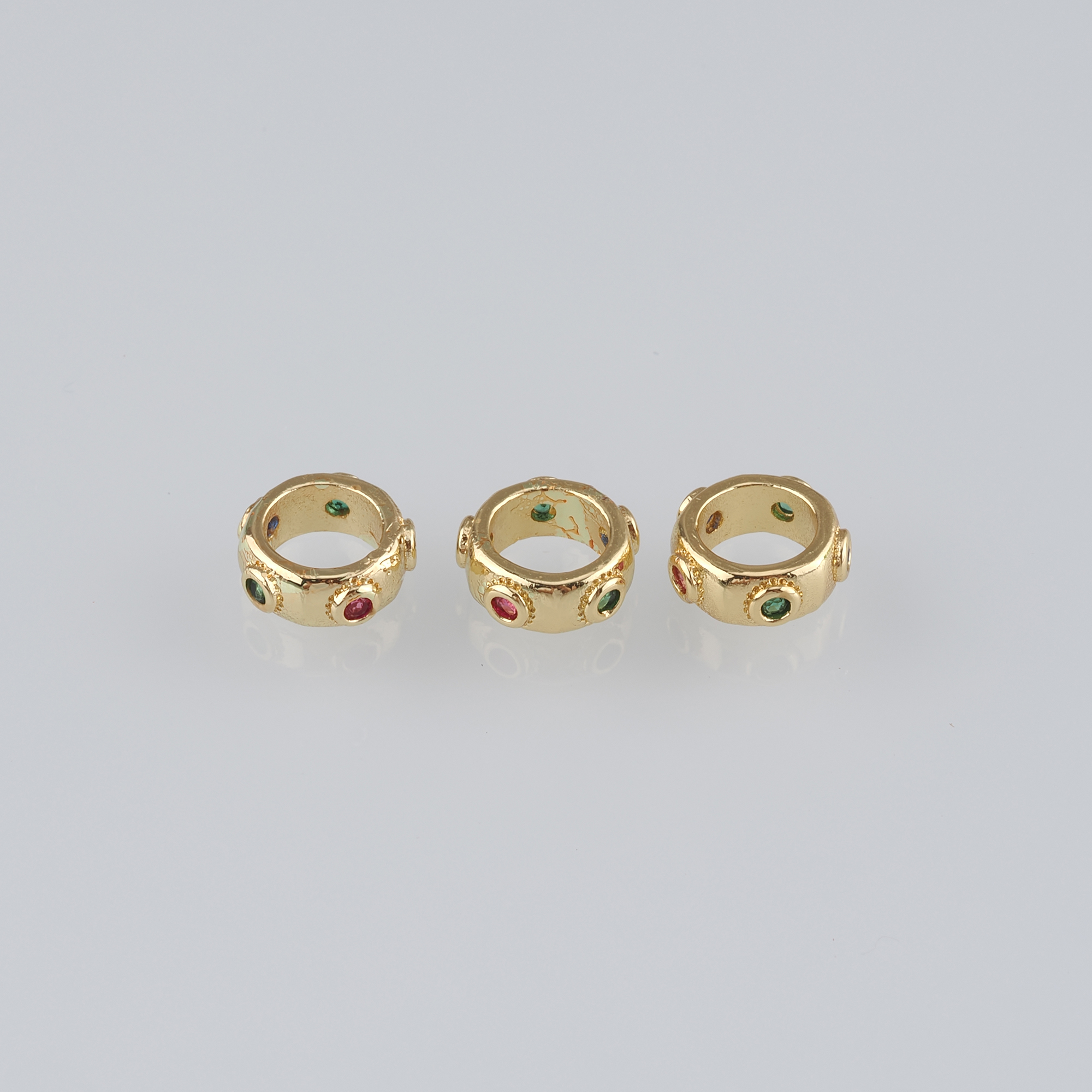 10Pcs 18K Gold Filled Round Flat Spacer Beads,CZ Micro Pave Round Spacer Beads,DIY Jewelry Making Supply