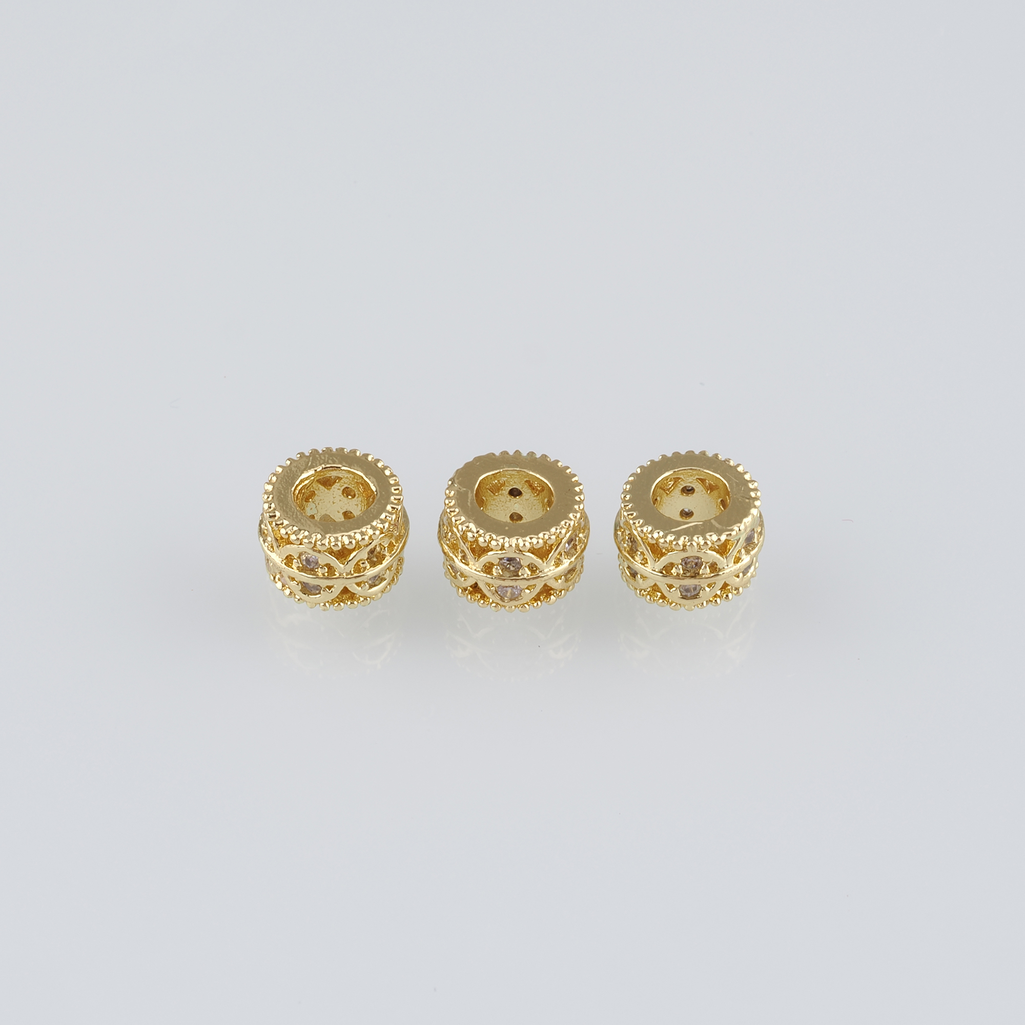 10Pcs 18K Gold Filled Barrel Spacer Beads,CZ Micro Pave Barrel Beads for Bracelet Jewelry Necklace Making Supply