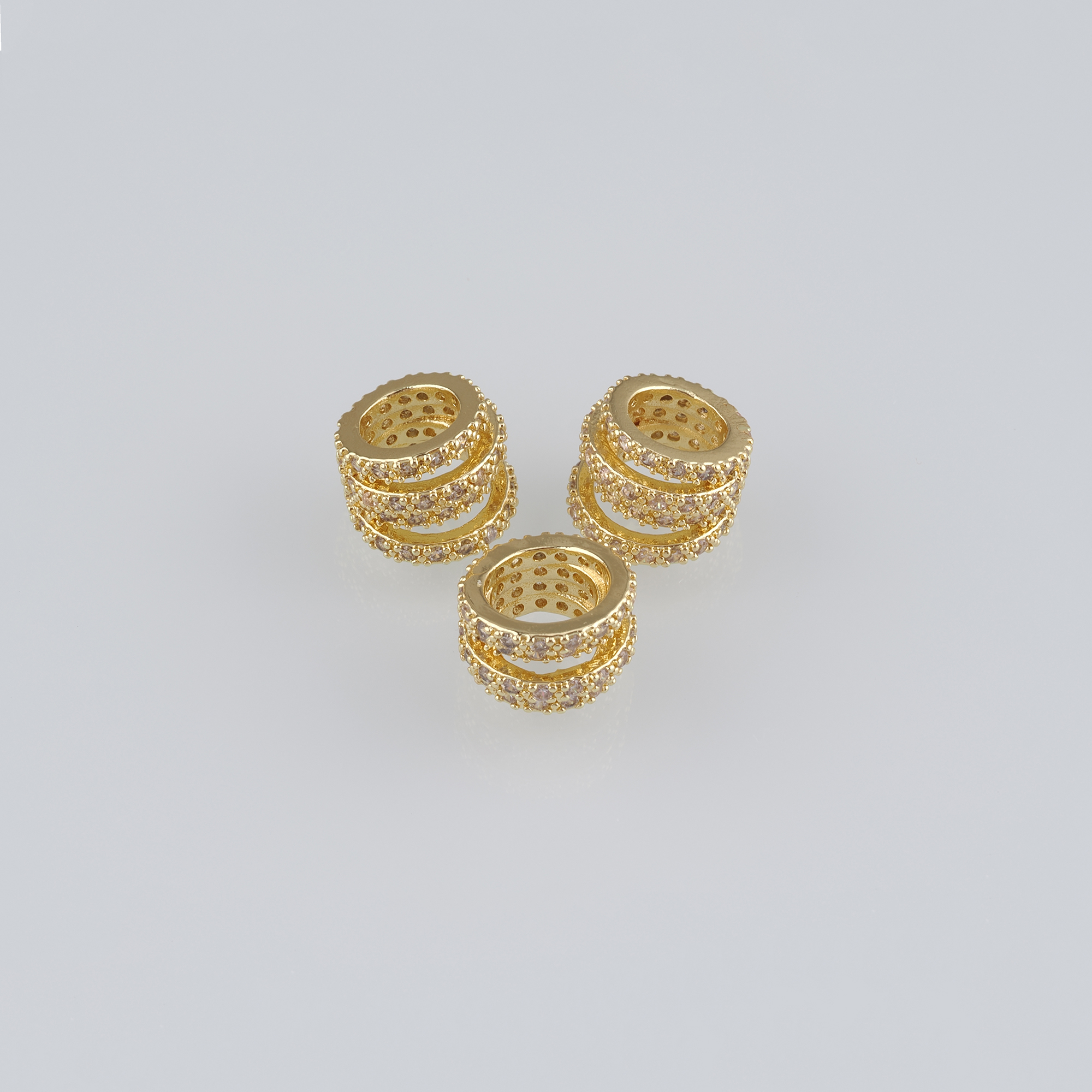 5pcs 18K Gold Filled Cylinder Spacer Beads,CZ Micro Pave Barrel Beads for Bracelet Jewelry Necklace Making Supply