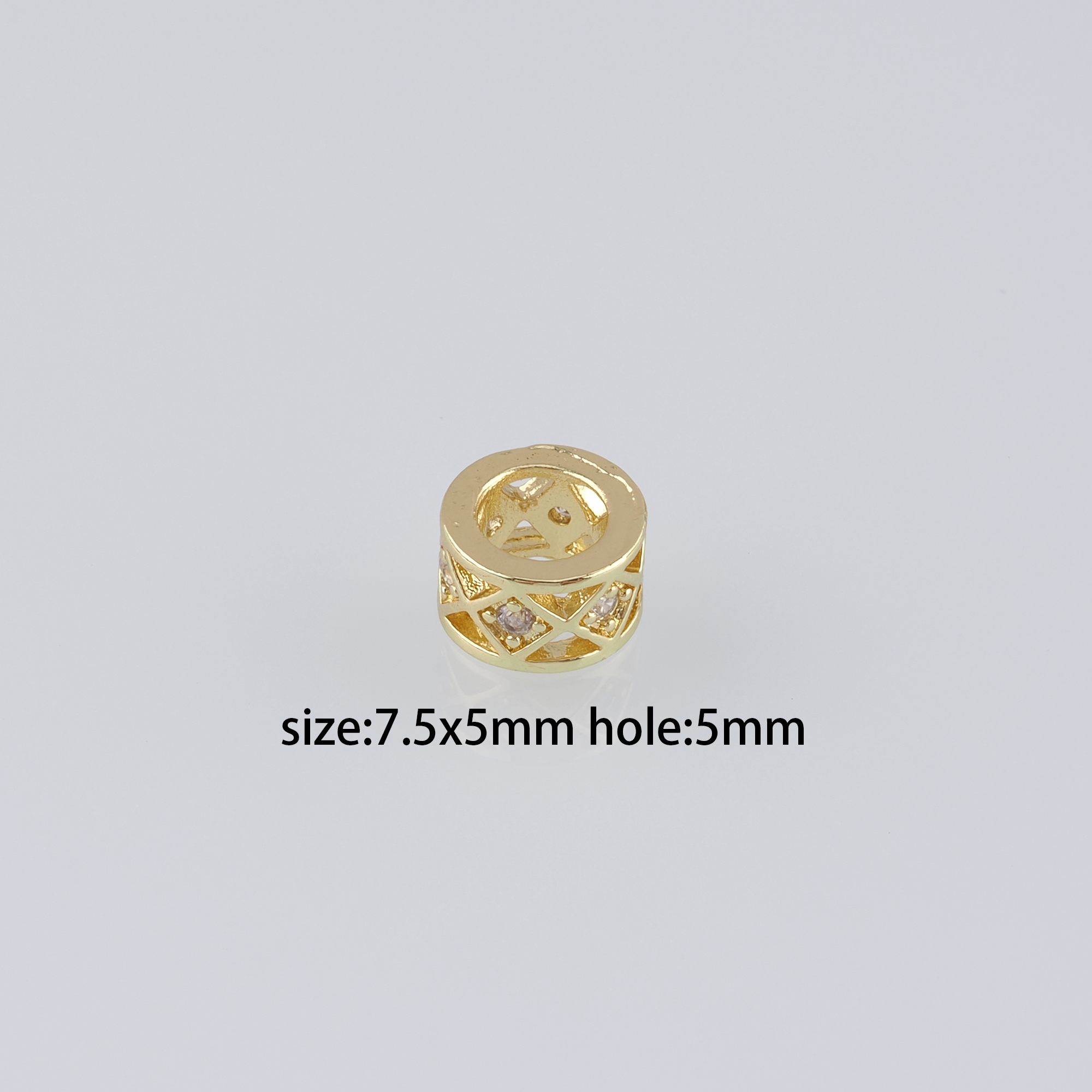 10pcs 18K Gold Filled Cylinder Spacer Beads,CZ Micro Pave Barrel Beads for Bracelet Jewelry Necklace Making Supply