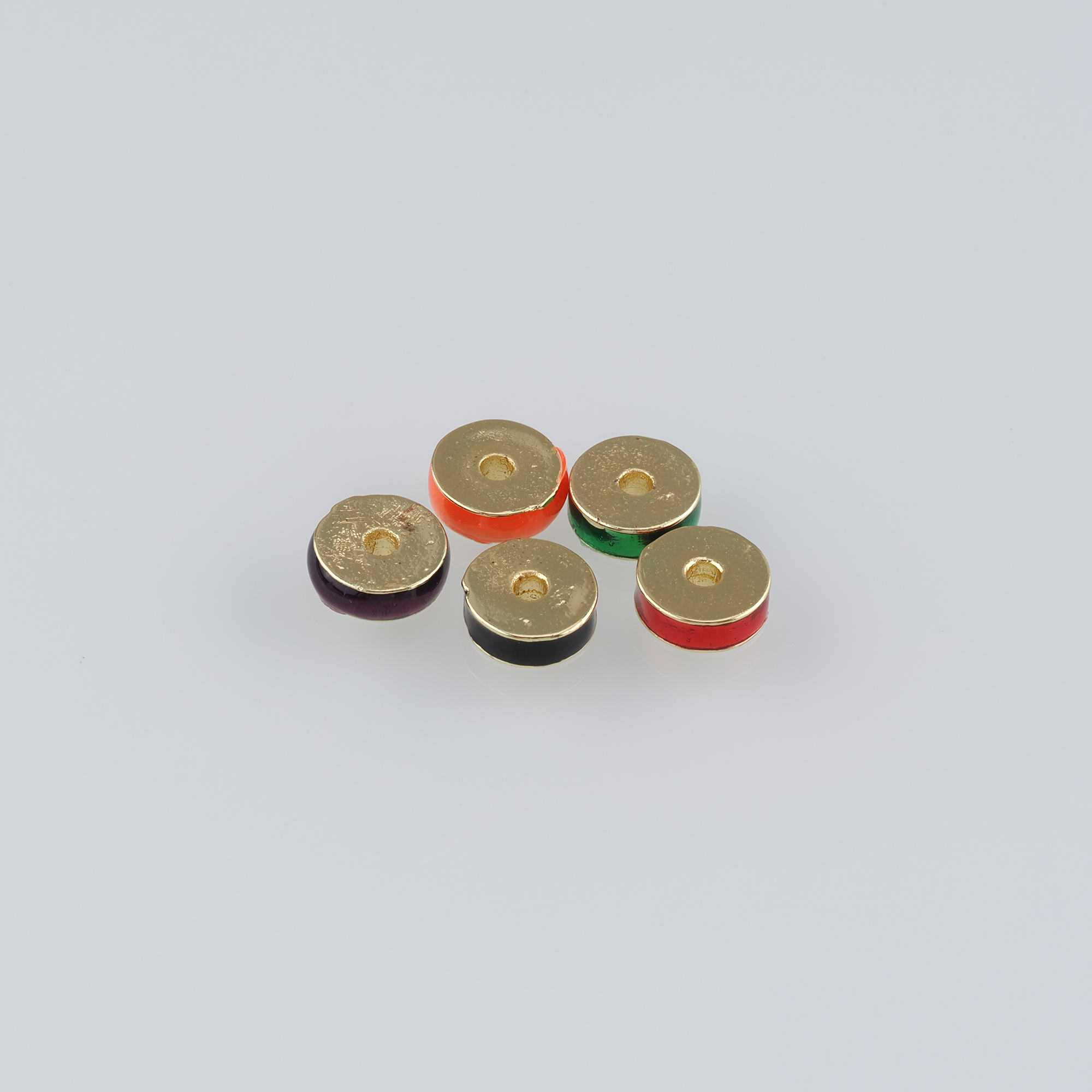 20pcs 18K Gold Filled Disc Spacer Beads,Enamel Flat Round Bead for Bracelet Jewelry Necklace Making Supply