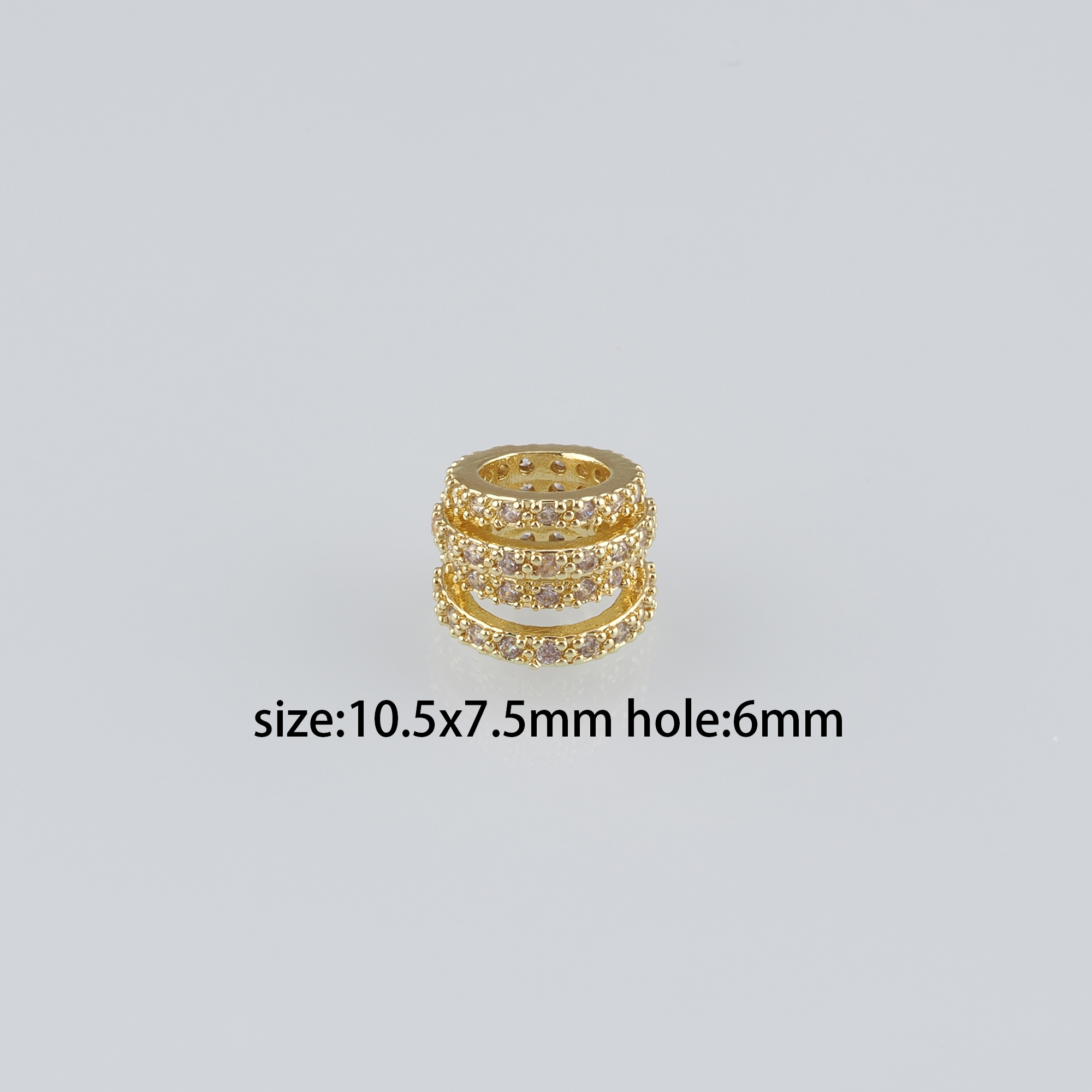 5pcs 18K Gold Filled Cylinder Spacer Beads,CZ Micro Pave Barrel Beads for Bracelet Jewelry Necklace Making Supply