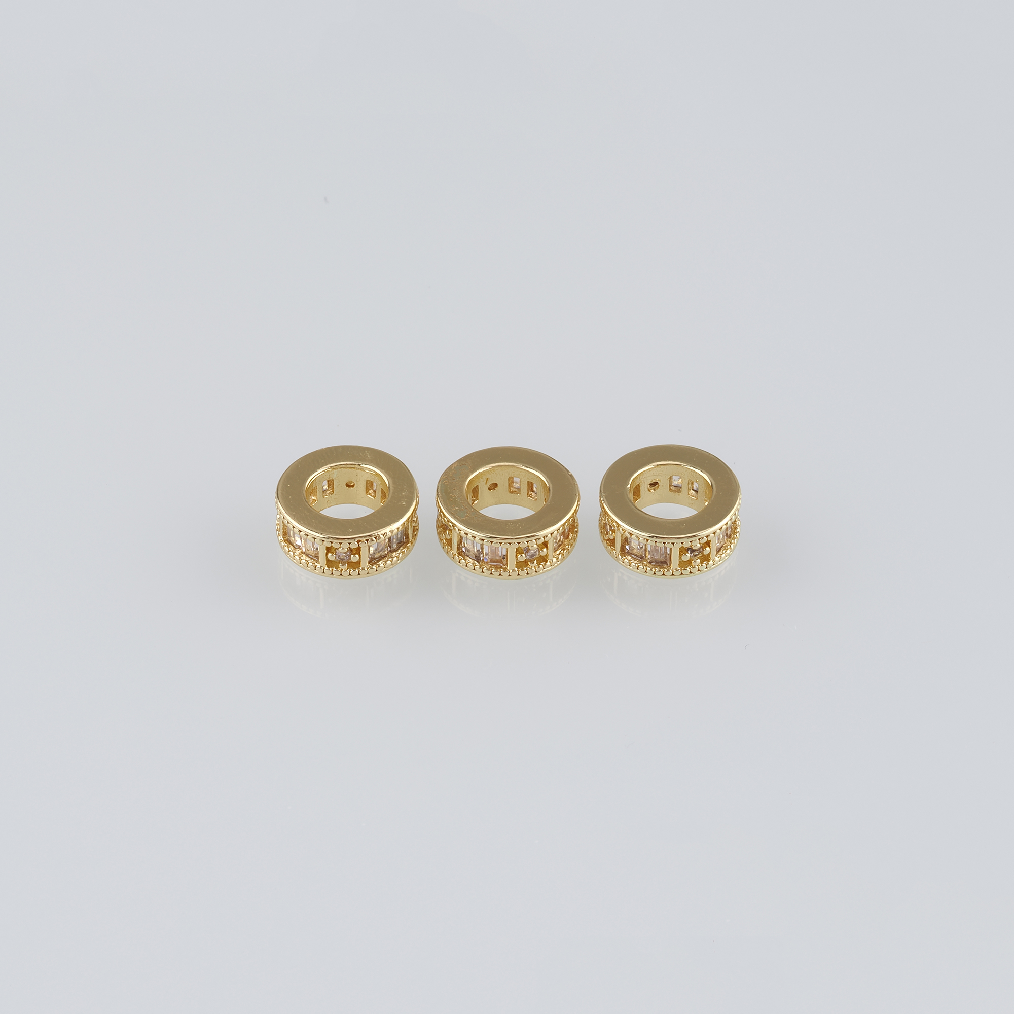 10Pcs 18K Gold Filled Round Flat Spacer Beads,CZ Micro Pave Round Spacer Beads,DIY Jewelry Making Supply