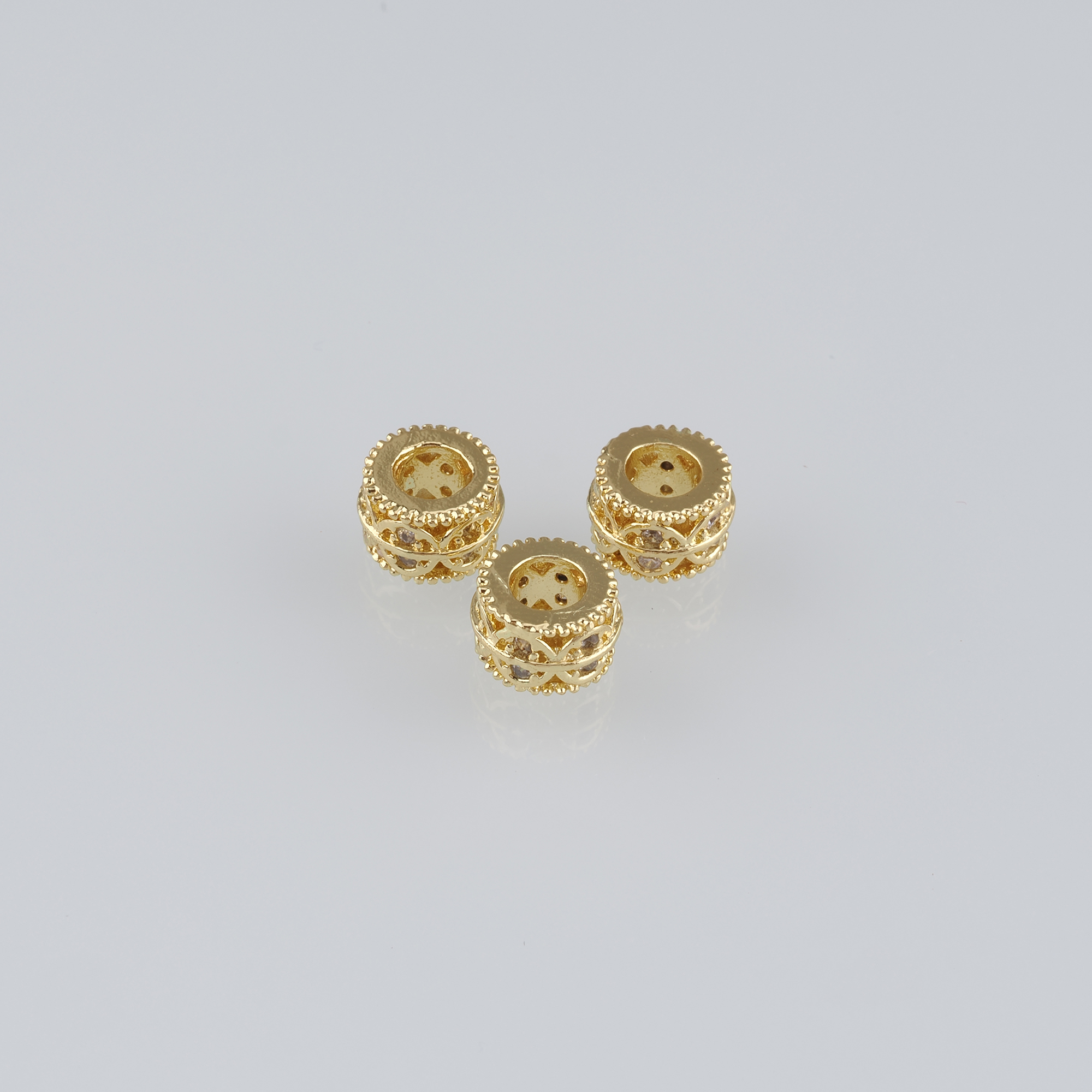 10Pcs 18K Gold Filled Barrel Spacer Beads,CZ Micro Pave Barrel Beads for Bracelet Jewelry Necklace Making Supply