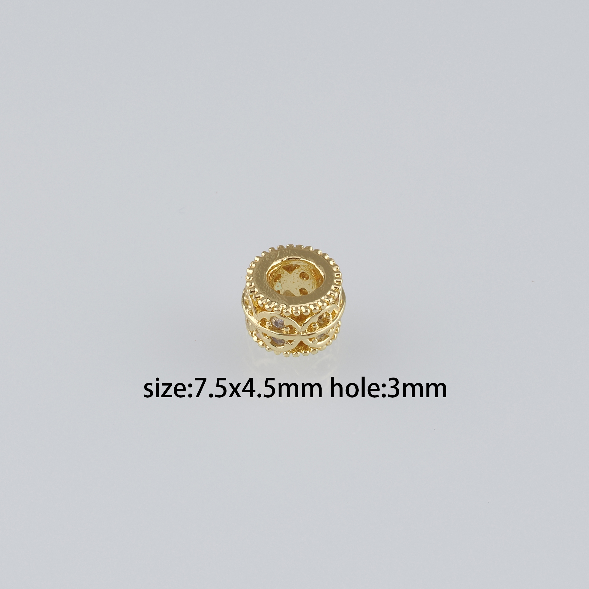 10Pcs 18K Gold Filled Barrel Spacer Beads,CZ Micro Pave Barrel Beads for Bracelet Jewelry Necklace Making Supply