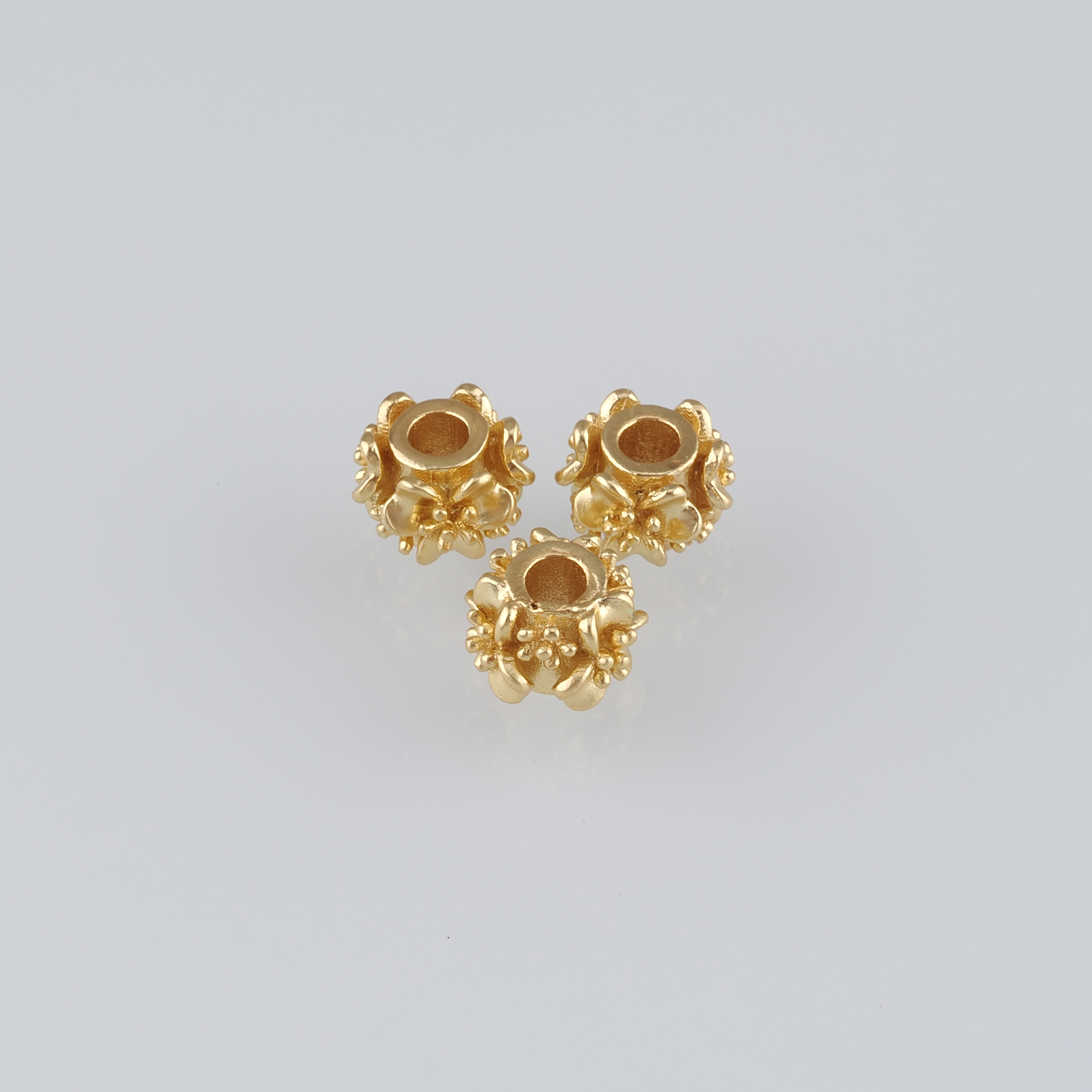 10Pcs 18K Gold Filled Flower Beads,Dainty Flower Spacer Beads,DIY Jewelry Making Supply