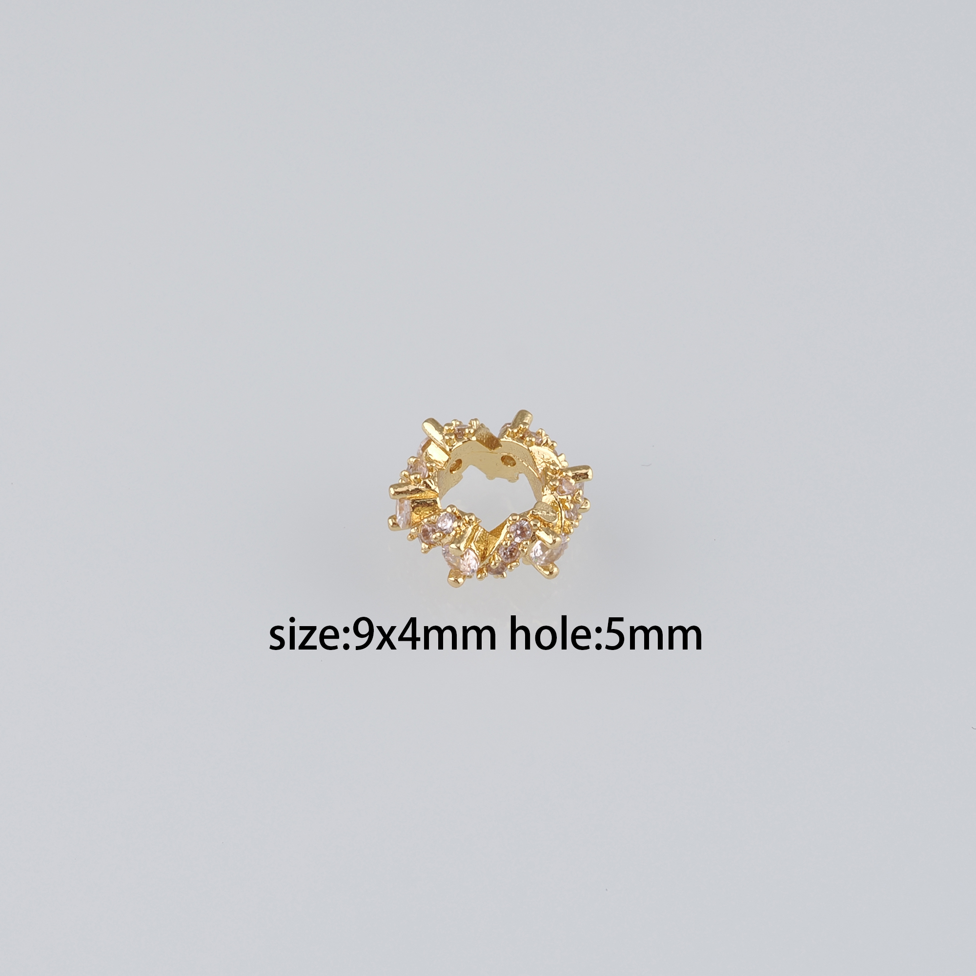 10Pcs 18K Gold Filled Round Flat Spacer Beads,CZ Micro Pave Round Spacer Beads,DIY Jewelry Making Supply