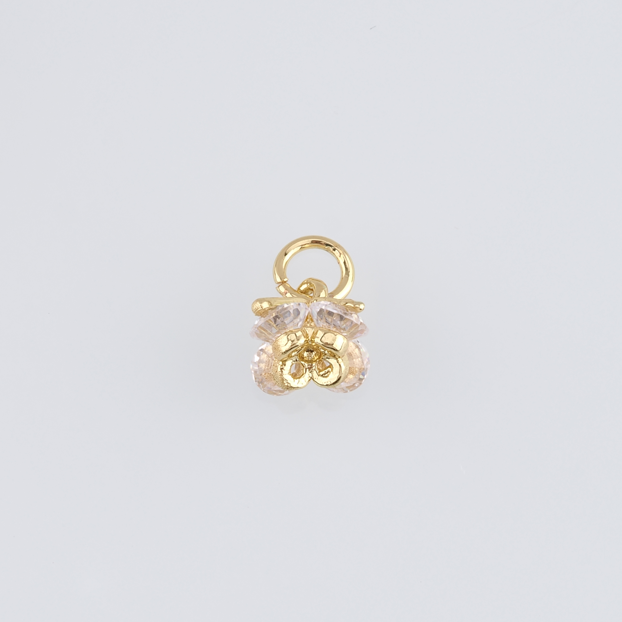 5pcs 18K Gold Filled Flower Pendant,CZ Micro Pave Flower Charm Earrings Necklace for DIY Jewelry Making Supply