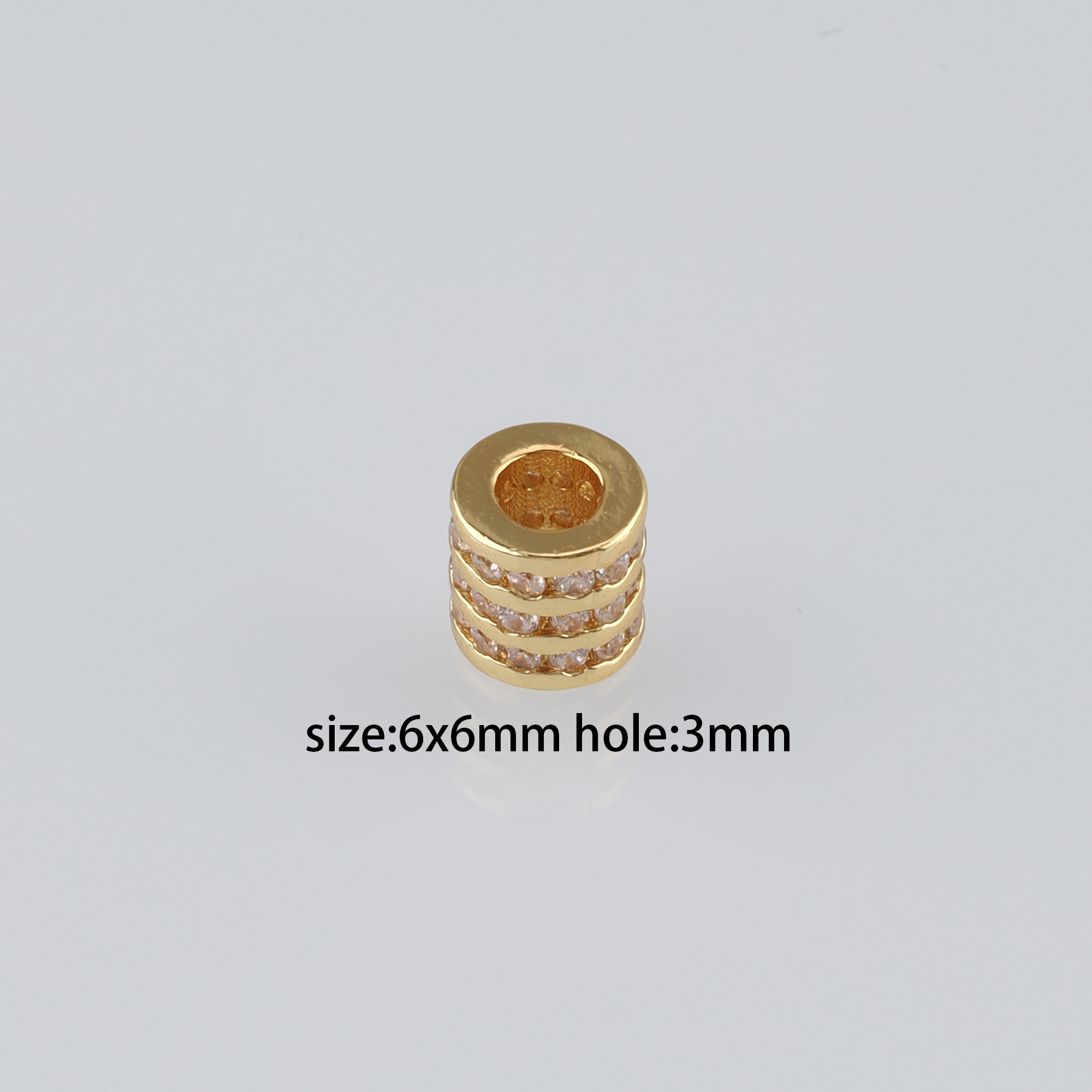5pcs 18K Gold Filled Cylinder Spacer Beads,CZ Micro Pave Barrel Beads for Bracelet Jewelry Necklace Making Supply