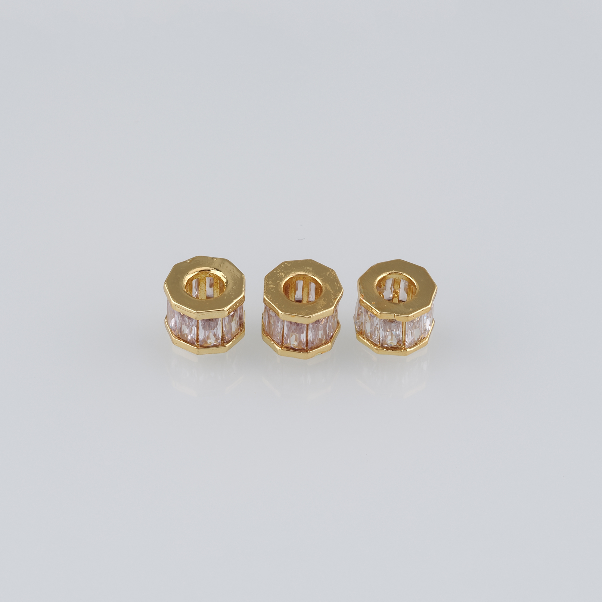 10pcs 18K Gold Filled Cylinder Spacer Beads,CZ Micro Pave Barrel Beads for Bracelet Jewelry Necklace Making Supply
