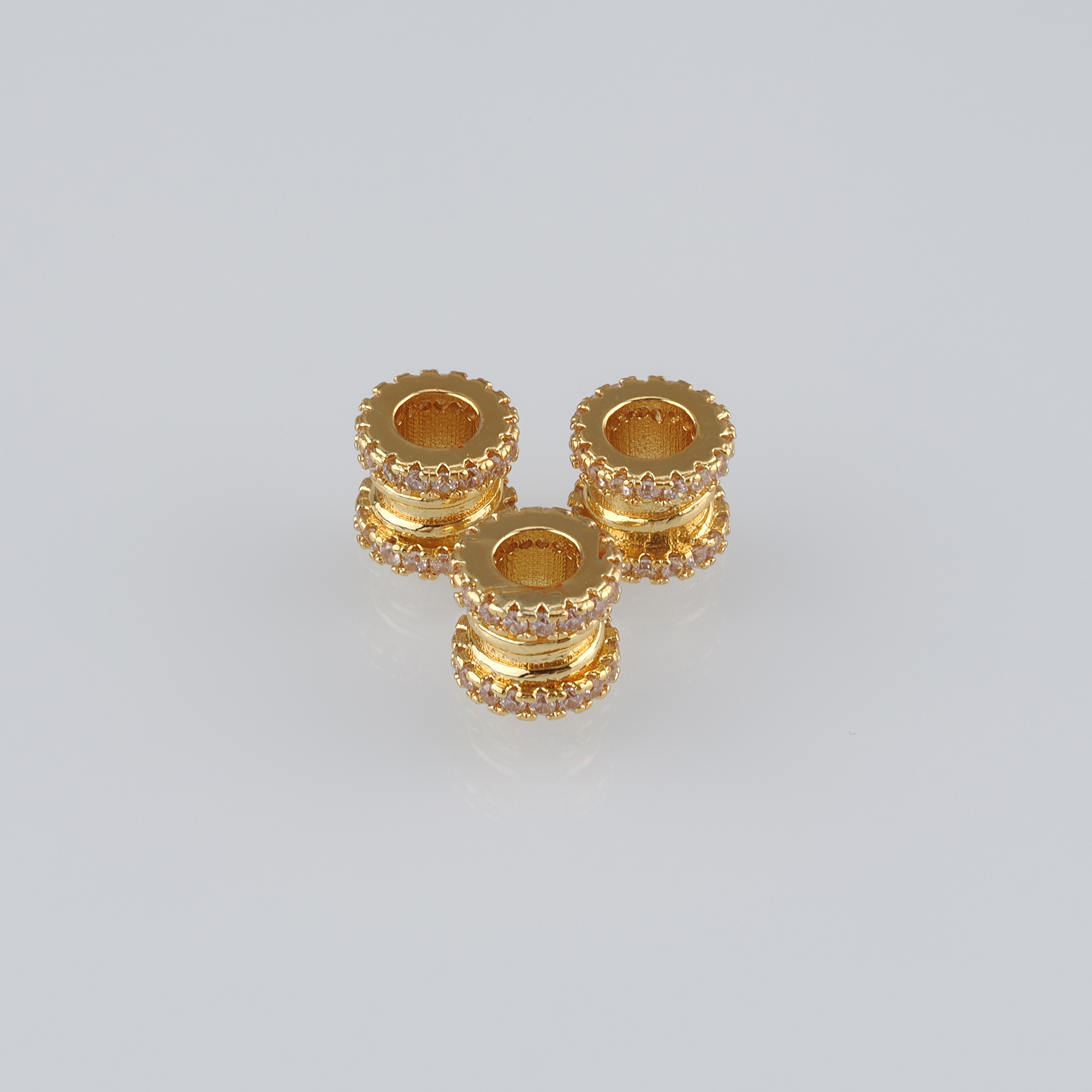 10Pcs 18K Gold Filled Barrel Spacer Beads,CZ Micro Pave Barrel Beads for Bracelet Jewelry Necklace Making Supply