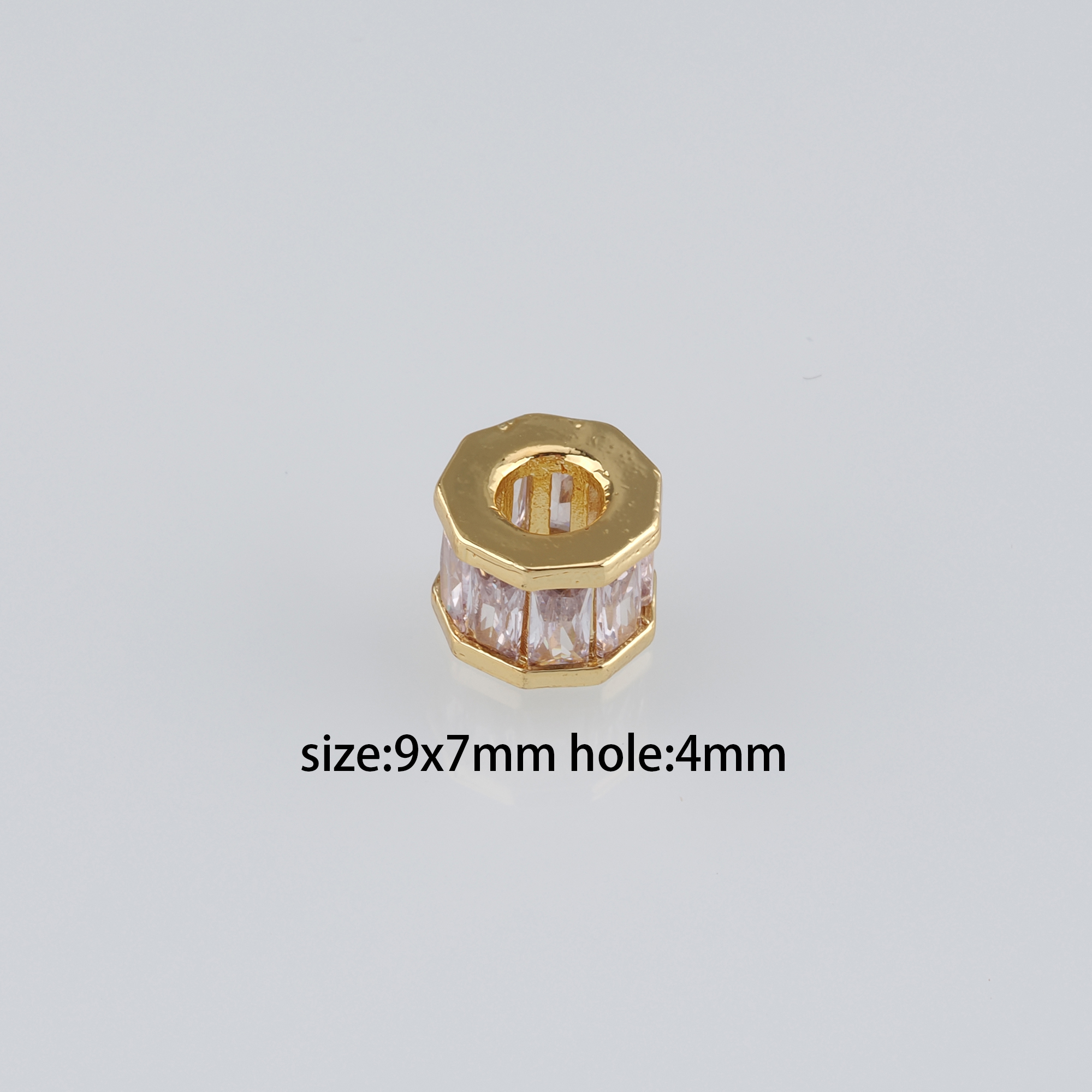 10pcs 18K Gold Filled Cylinder Spacer Beads,CZ Micro Pave Barrel Beads for Bracelet Jewelry Necklace Making Supply