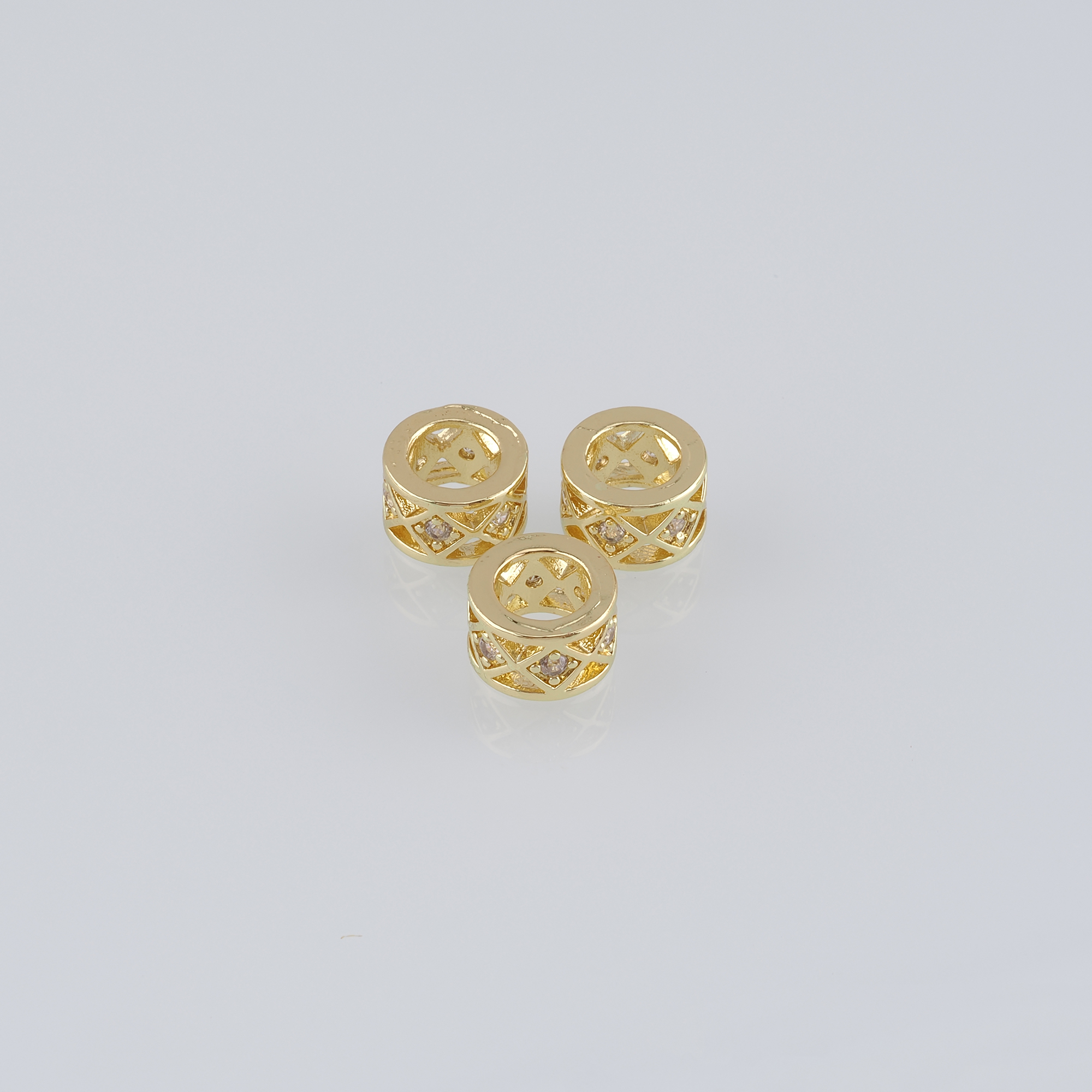 10pcs 18K Gold Filled Cylinder Spacer Beads,CZ Micro Pave Barrel Beads for Bracelet Jewelry Necklace Making Supply