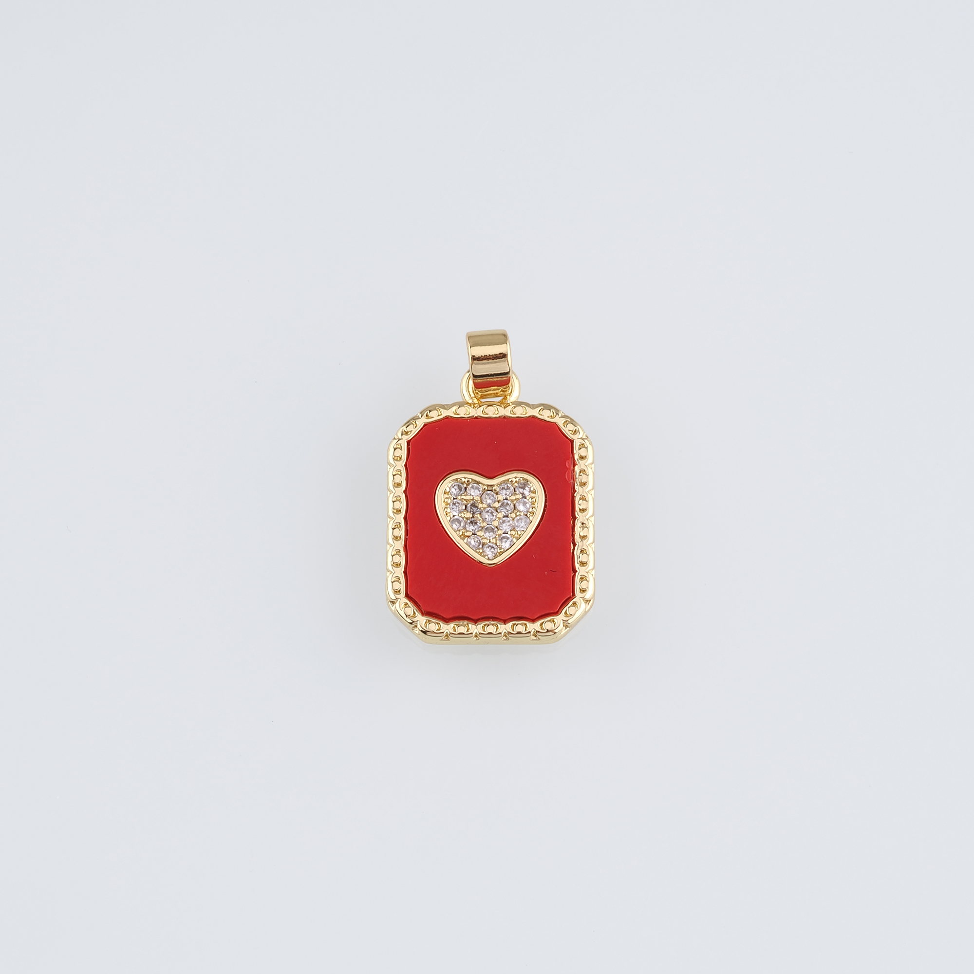18K Gold Filled Heart Pendant,CZ Micro Pave Heart Charm Earrings Necklace for DIY Jewelry Making Supply