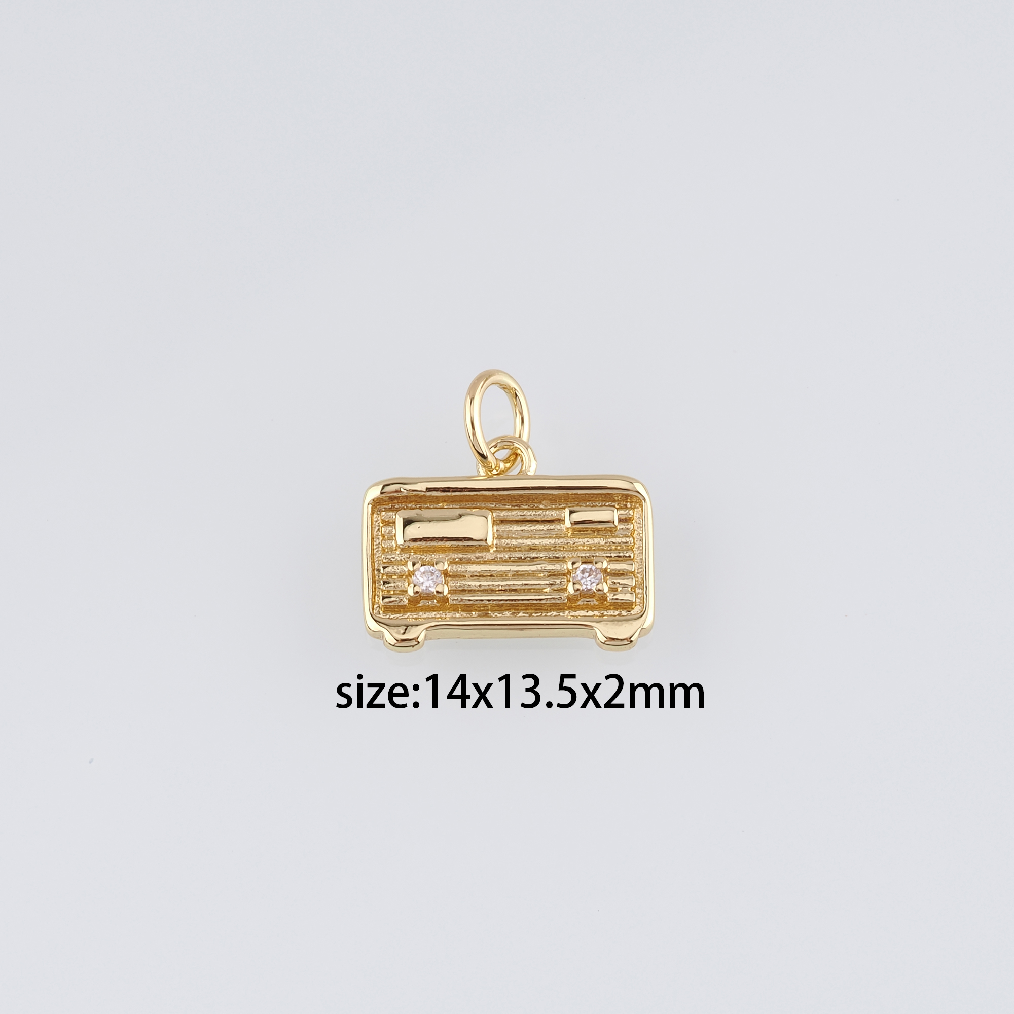 18K Gold Filled Radio Pendant,CZ Micro Pave Radio Charm Earrings Necklace for DIY Jewelry Making Supply
