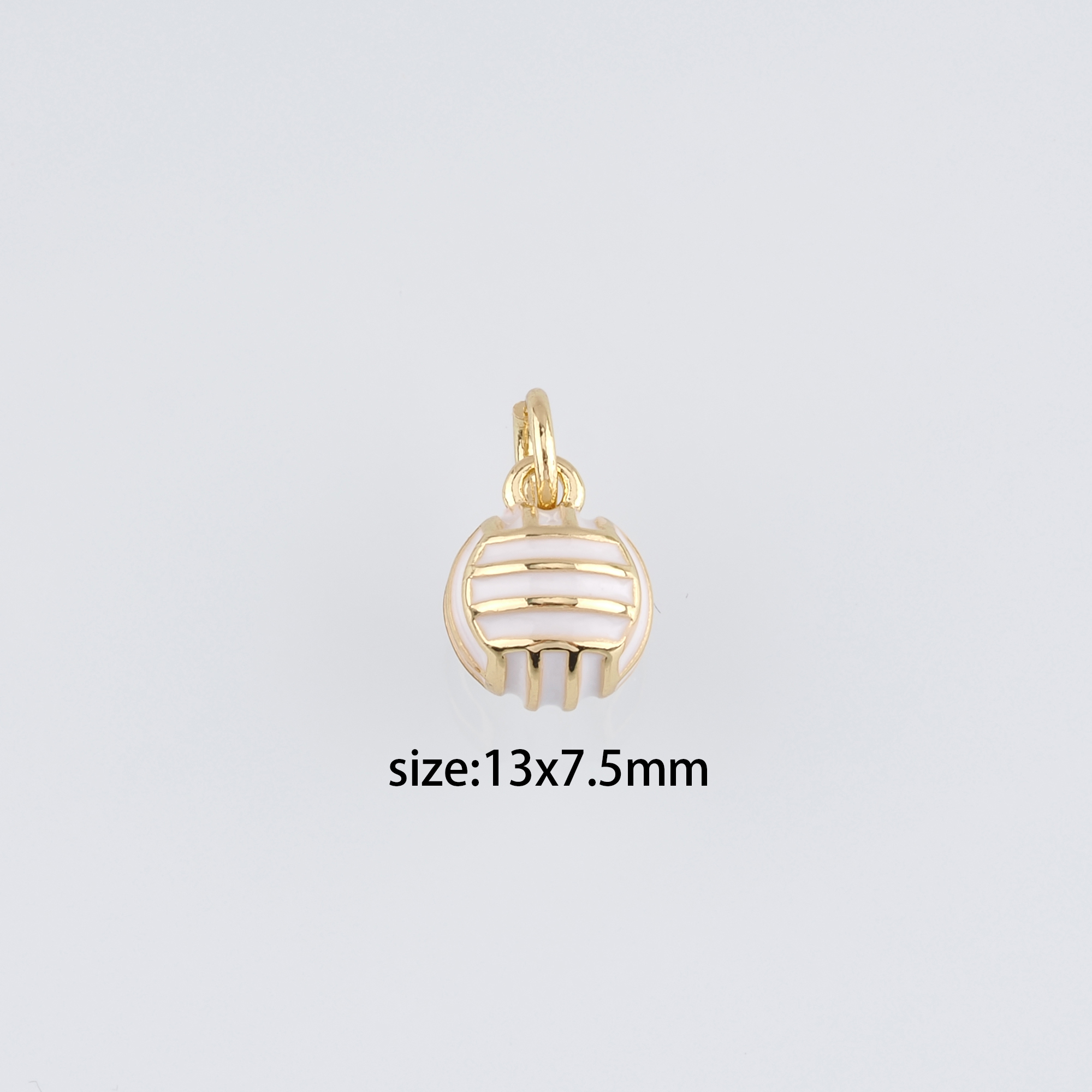 18K Gold Filled Volleyball Pendant,Enamel Volleyball Charm Earrings Necklace for DIY Jewelry Making Supply