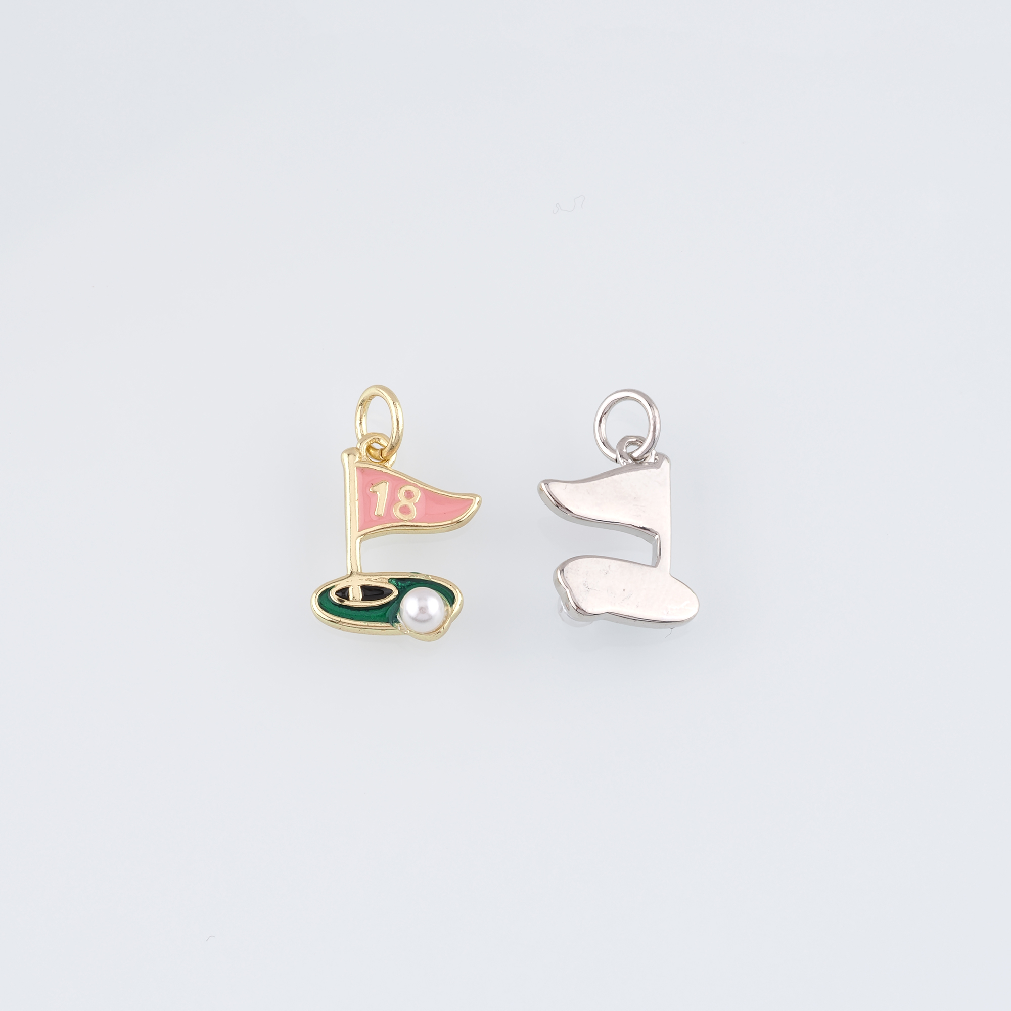 18K Gold Filled Golf Flag Pendant,Enamel Golf Flag  Charm Earrings Necklace for DIY Jewelry Making Supply
