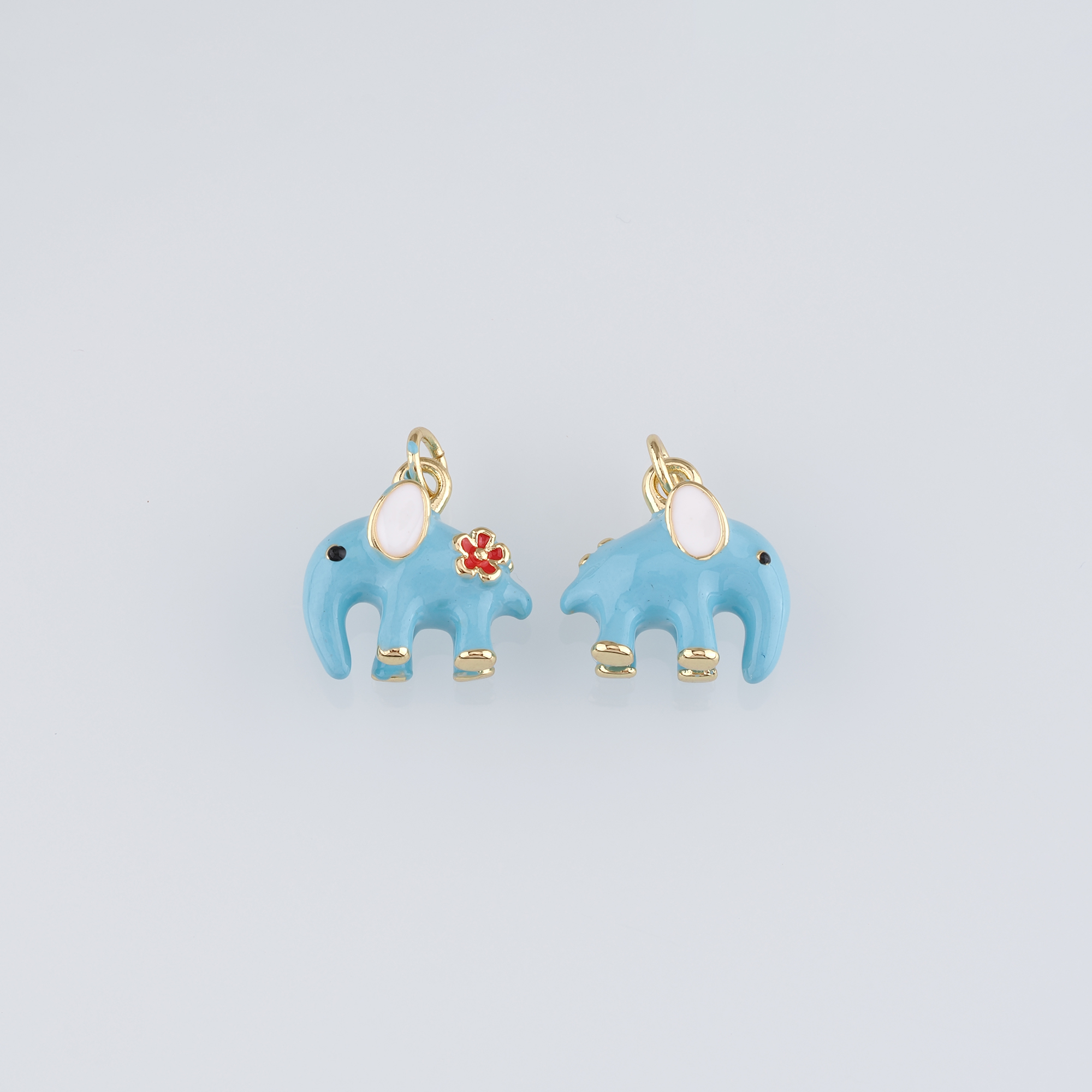 18K Gold Filled Elephant Pendant,Enamel Elephant Charm Earrings Necklace for DIY Jewelry Making Supply