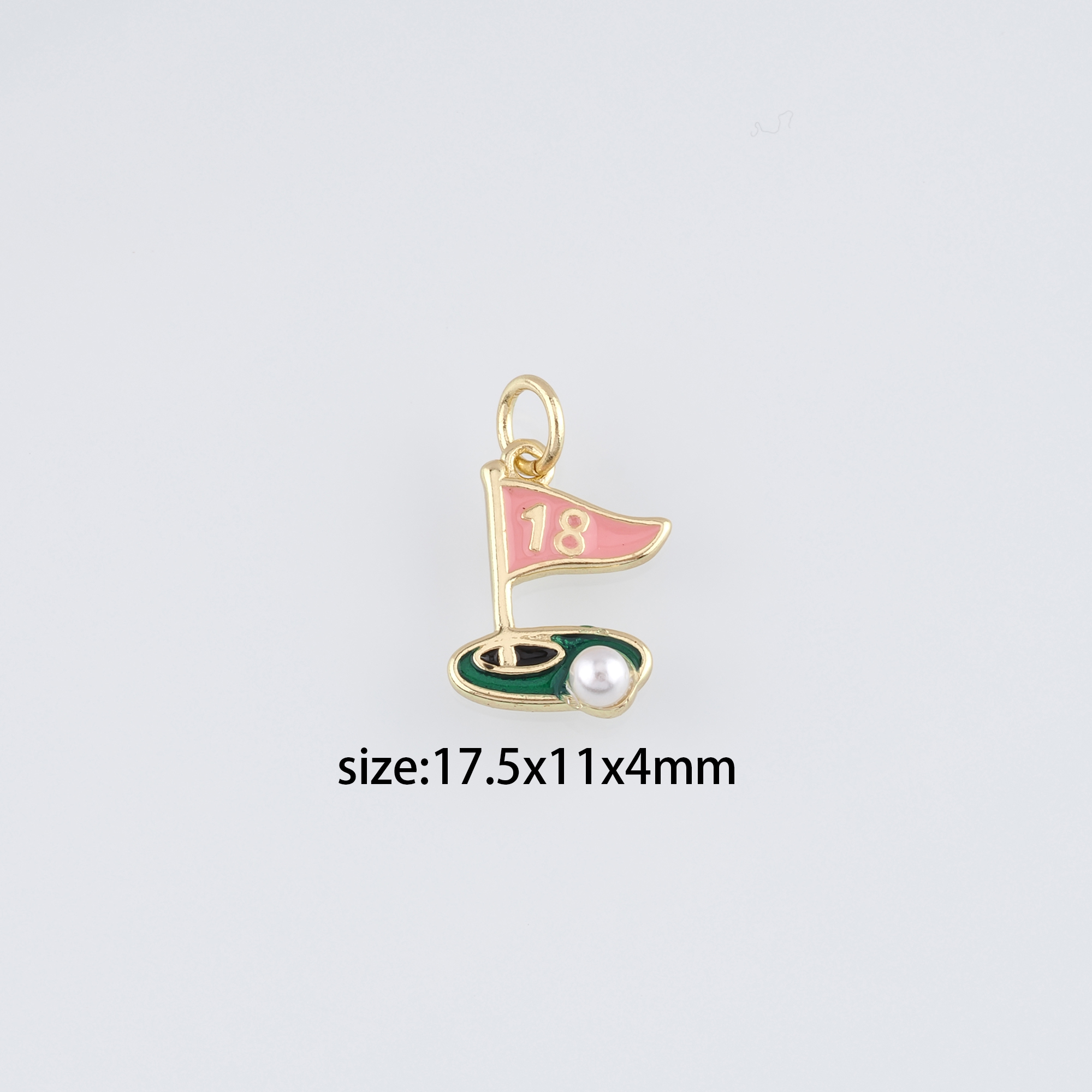 18K Gold Filled Golf Flag Pendant,Enamel Golf Flag  Charm Earrings Necklace for DIY Jewelry Making Supply
