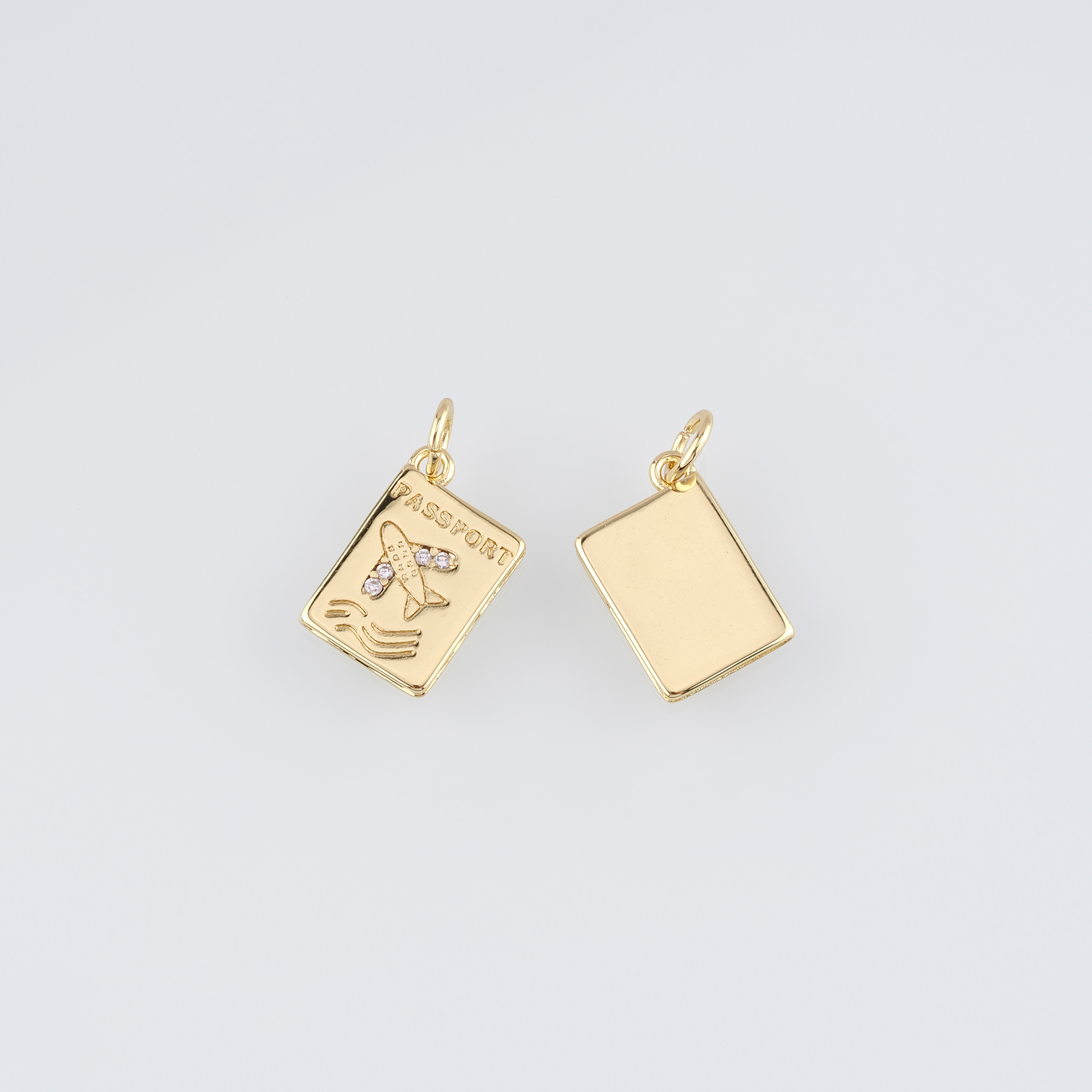 18K Gold Filled Passport Pendant,Dainty Passport Charm Earrings Necklace for DIY Jewelry Making Supply