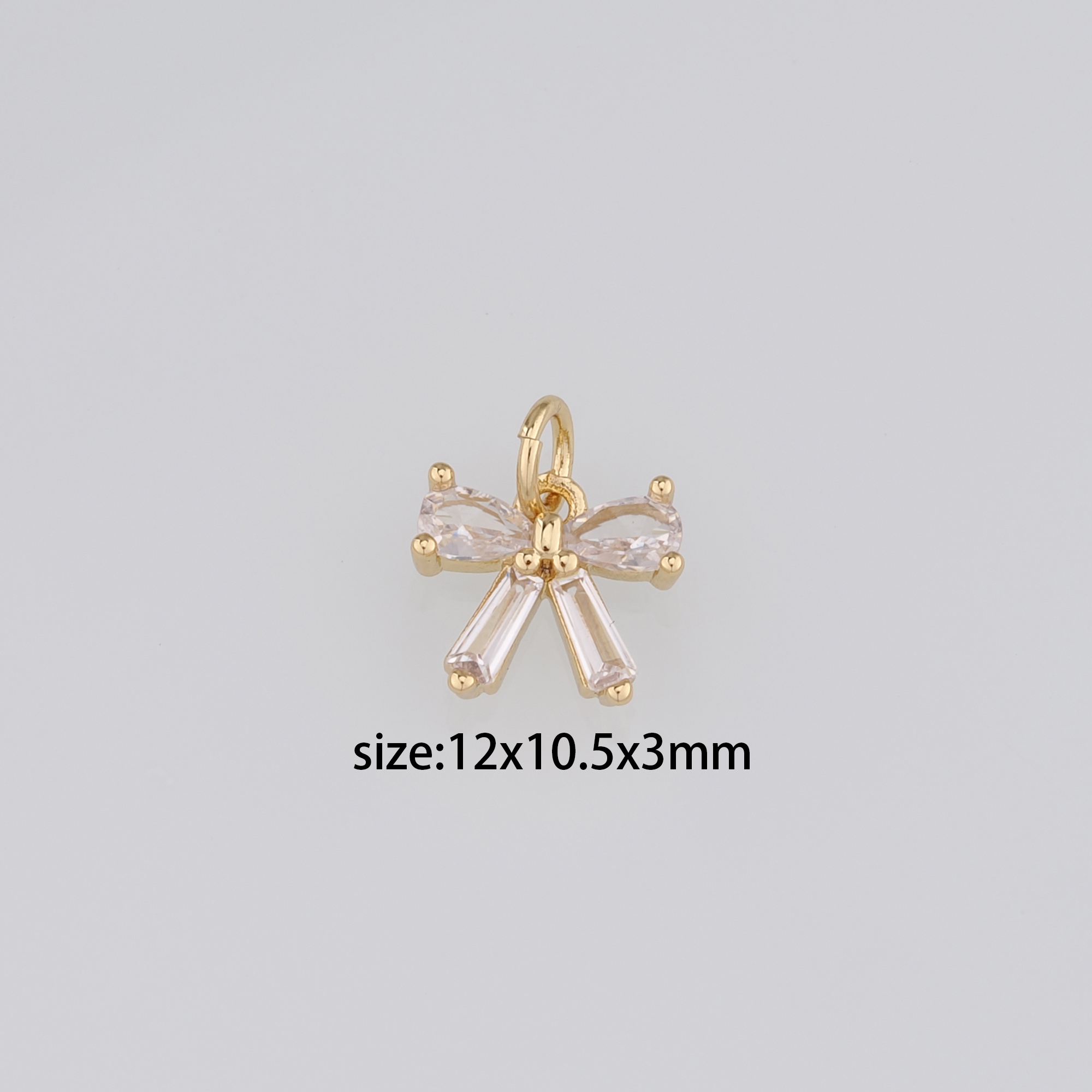 18K Gold Filled Bow Pendant,CZ Micro Pave Bow Charm Earrings Necklace for DIY Jewelry Making Supply