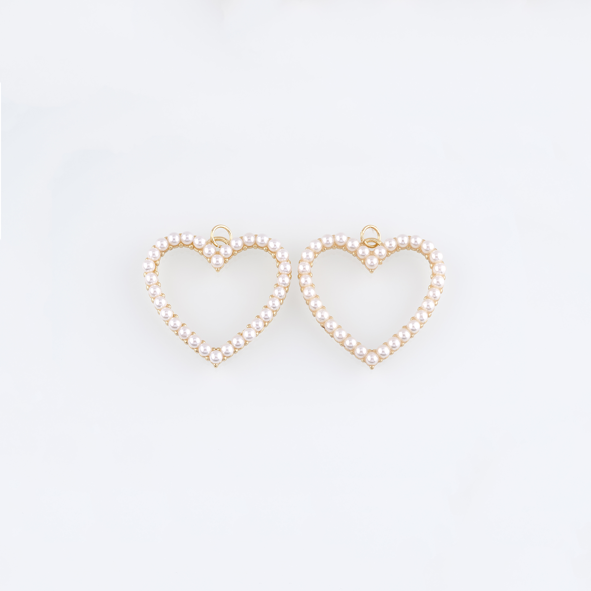 18K Gold Filled Heart Pendant,Dainty Heart Pearl Charm Earrings Necklace for DIY Jewelry Making Supply