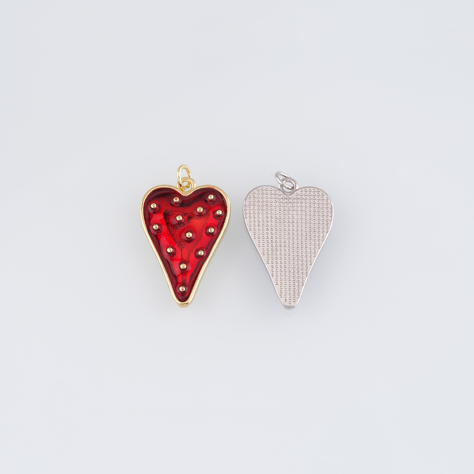 18K Gold Filled Heart Pendant,Enamel Heart Charm Earrings Necklace for DIY Jewelry Making Supply