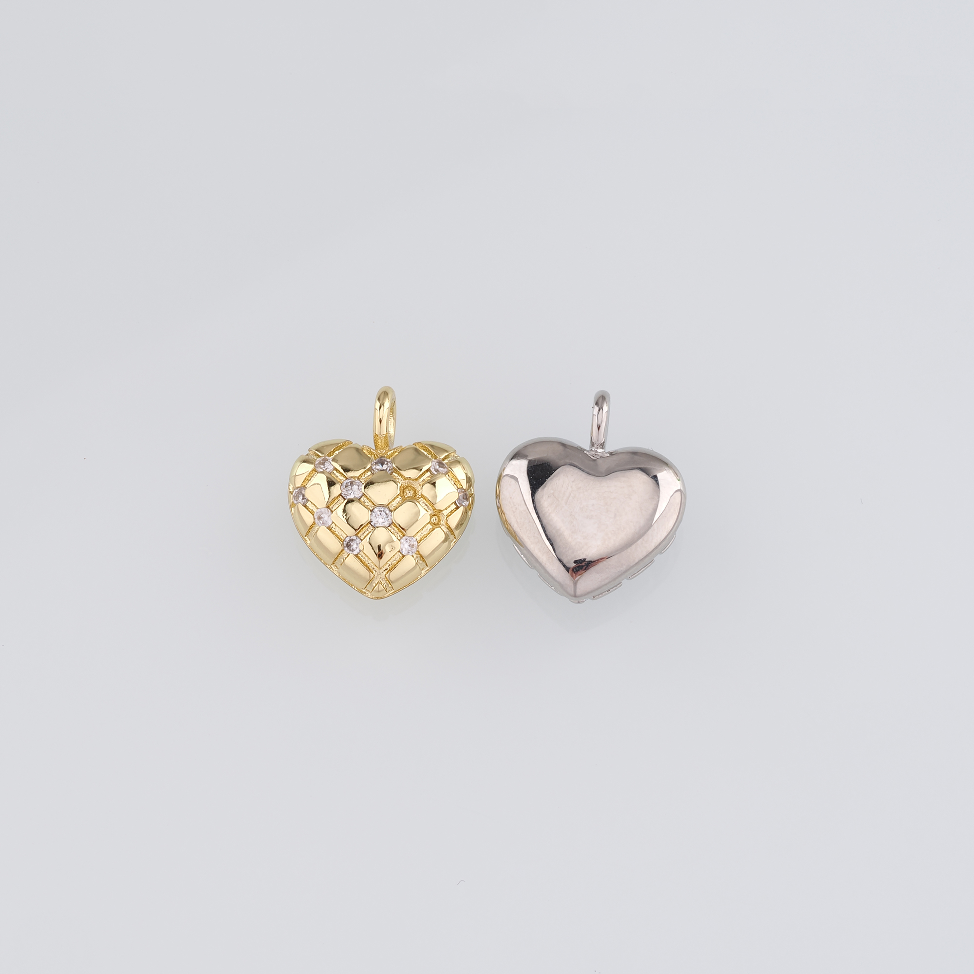 18K Gold Filled Heart Pendant,CZ Micro Pave Heart Charm Earrings Necklace for DIY Jewelry Making Supply