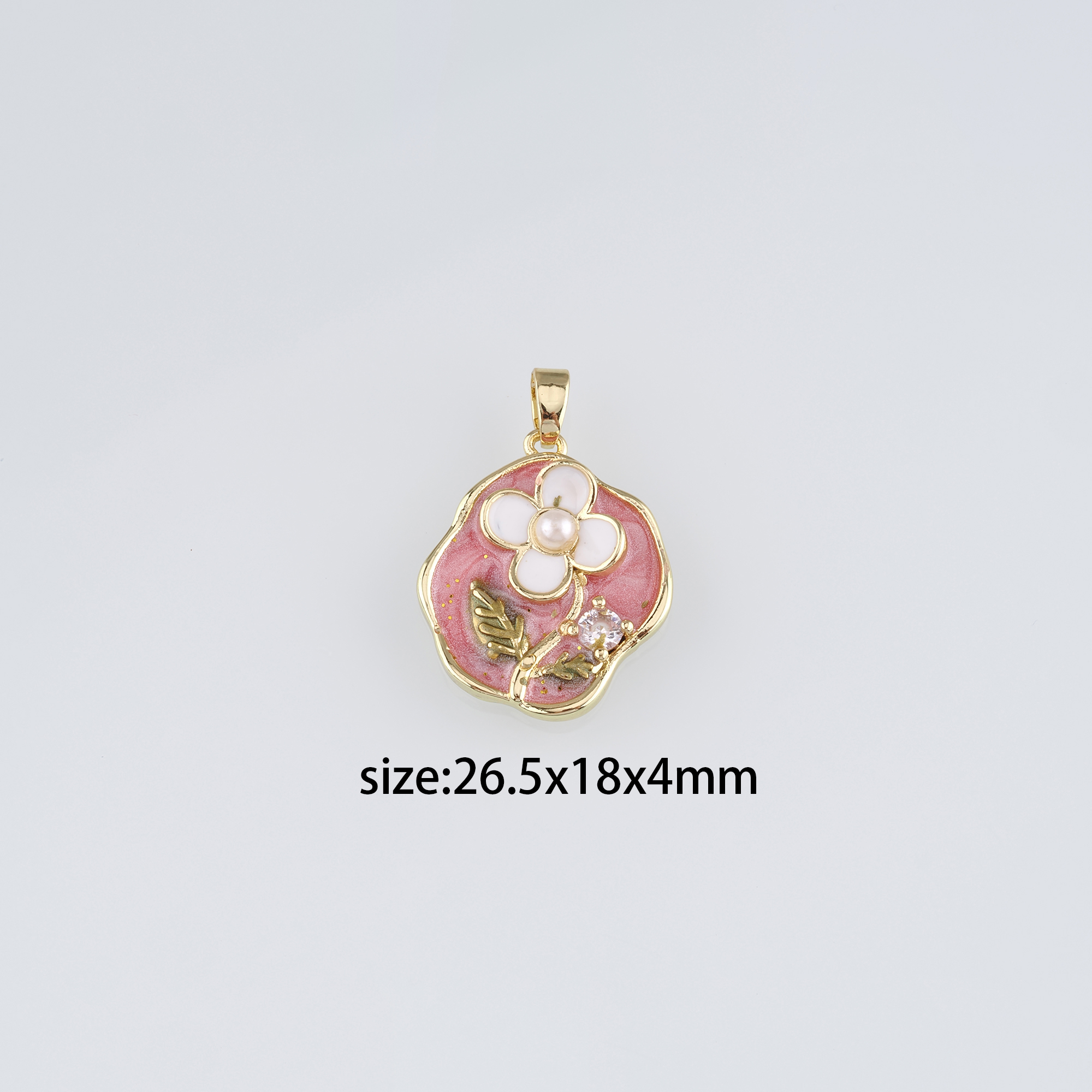 18K Gold Filled Flower Pendant,Enamel Flower Charm Earrings Necklace for DIY Jewelry Making Supply