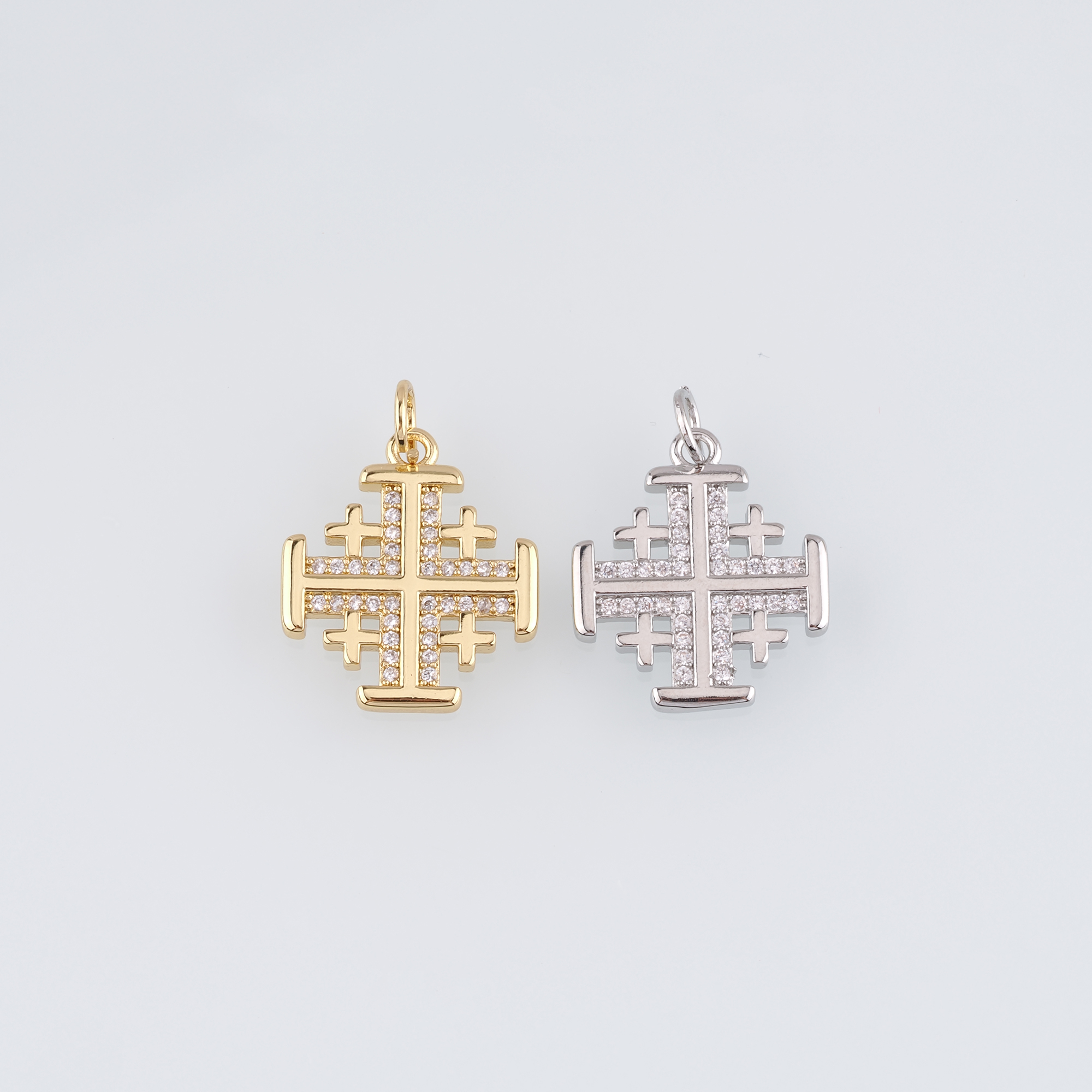 18K Gold Filled Cross Pendant,CZ Micro Pave Cross Charm Earrings Necklace for DIY Jewelry Making Supply