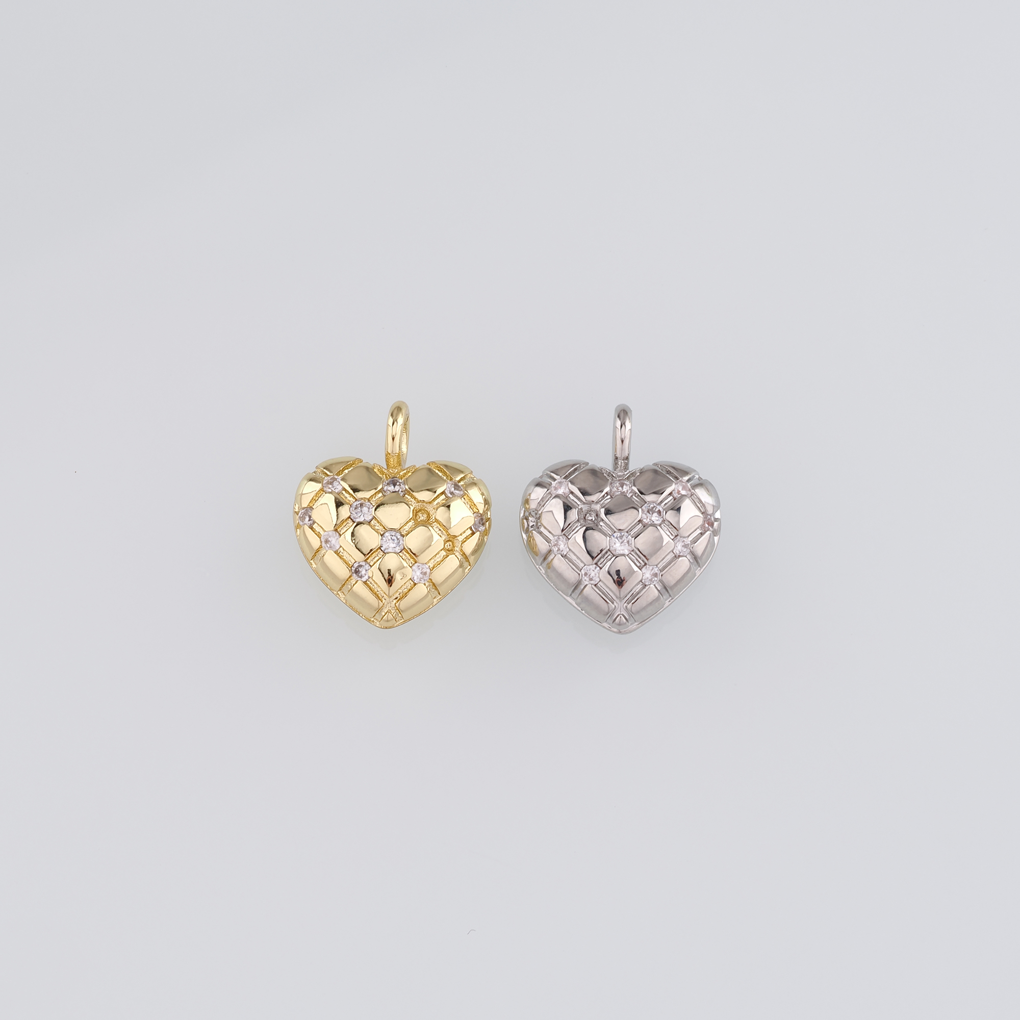 18K Gold Filled Heart Pendant,CZ Micro Pave Heart Charm Earrings Necklace for DIY Jewelry Making Supply