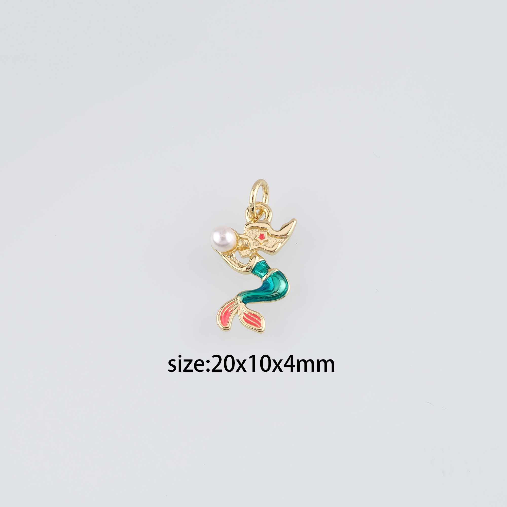 18K Gold Filled Mermaid Pendant,Enamel Mermaid Charm Earrings Necklace for DIY Jewelry Making Supply