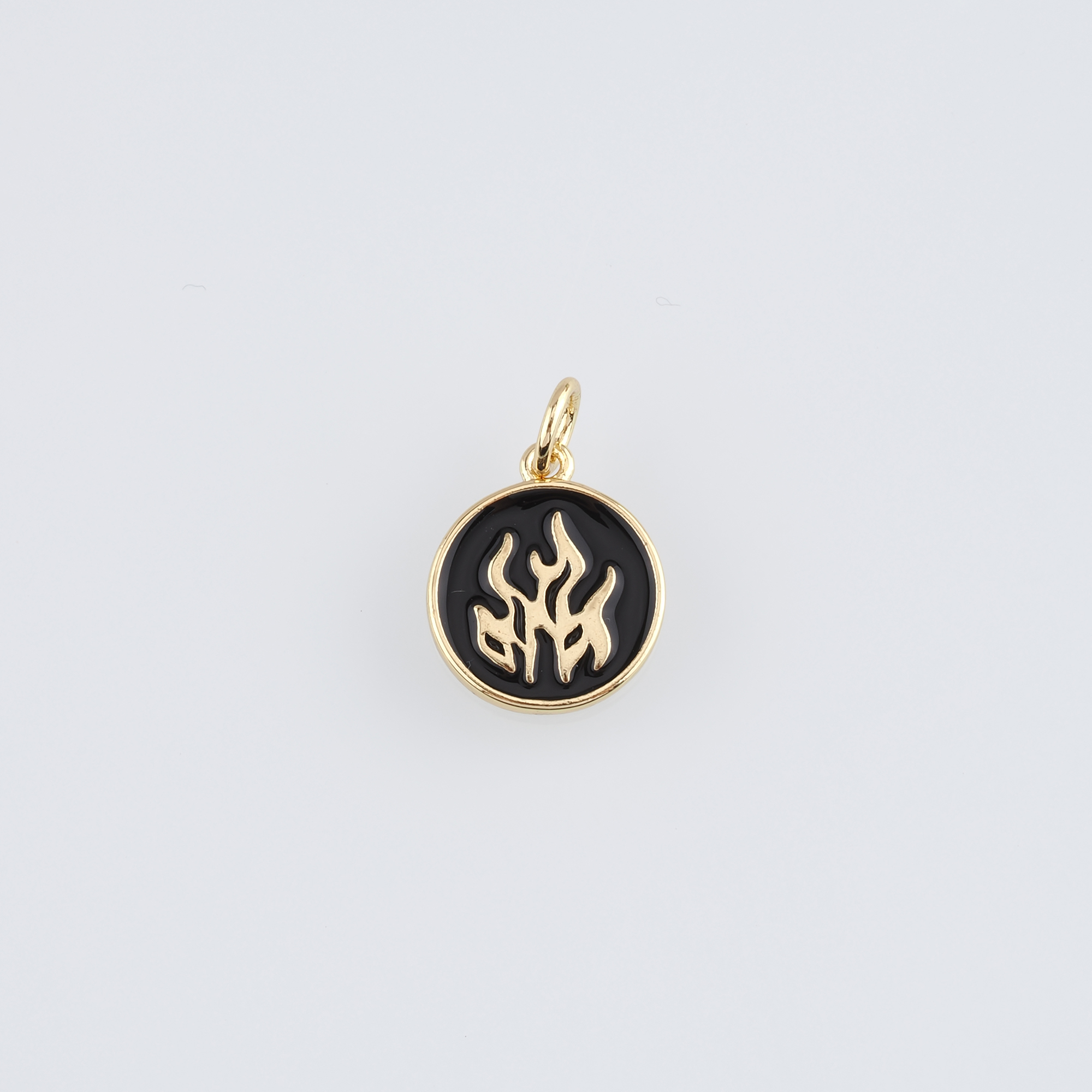 18K Gold Filled Fire Element Pendant,Enamel Flame Charm Earrings Necklace for DIY Jewelry Making Supply