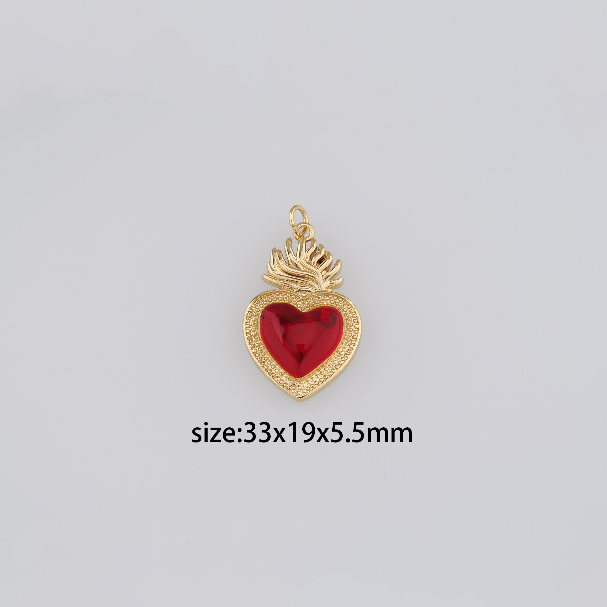 Gold Religious Charm,18K Gold Filled Sacred Heart Pendant,Enamel Sacred Heart Earrings Necklace for DIY Jewelry Making Supply