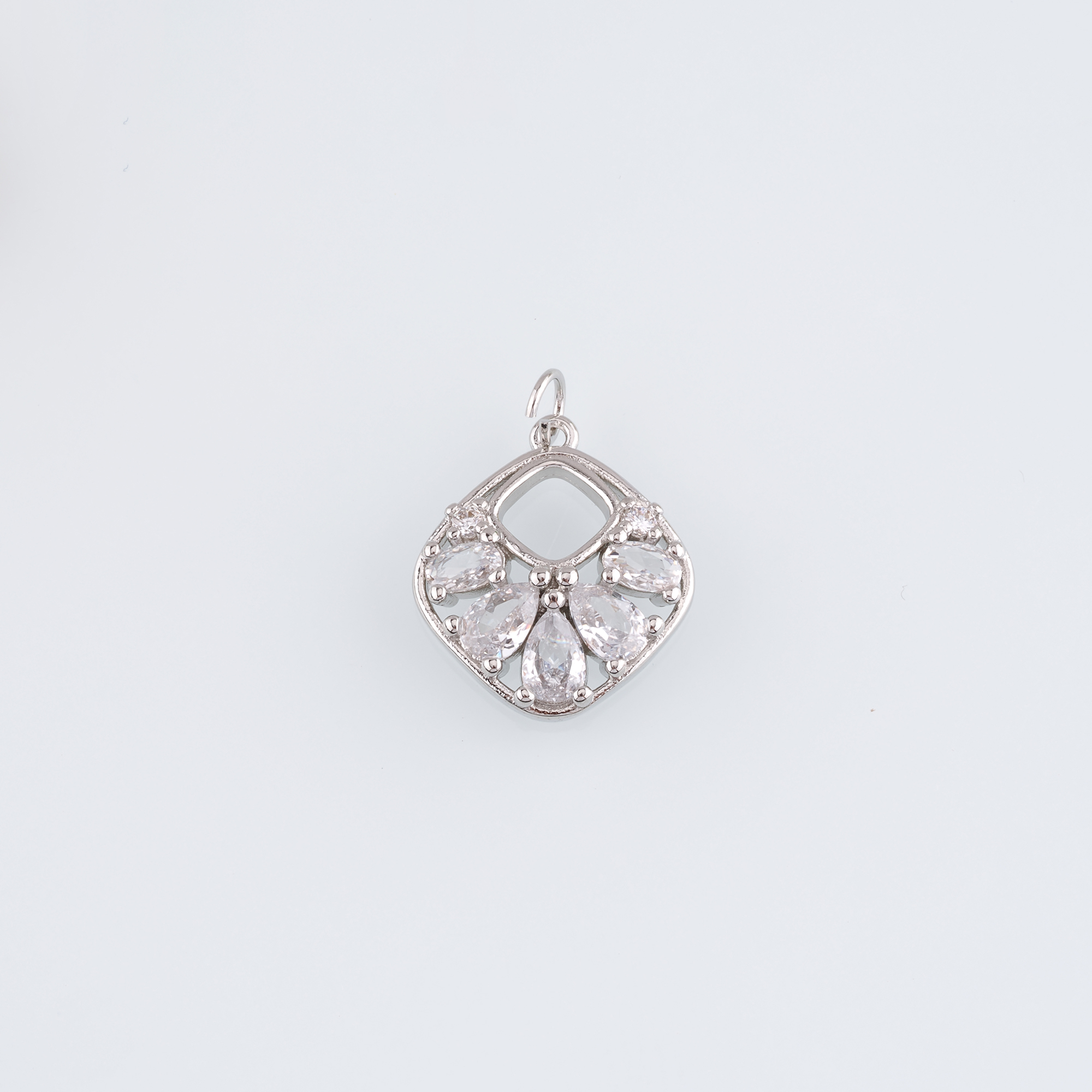 18K Gold Filled Square Pendant,CZ Micro Pave Square Charm Earrings Necklace for DIY Jewelry Making Supply