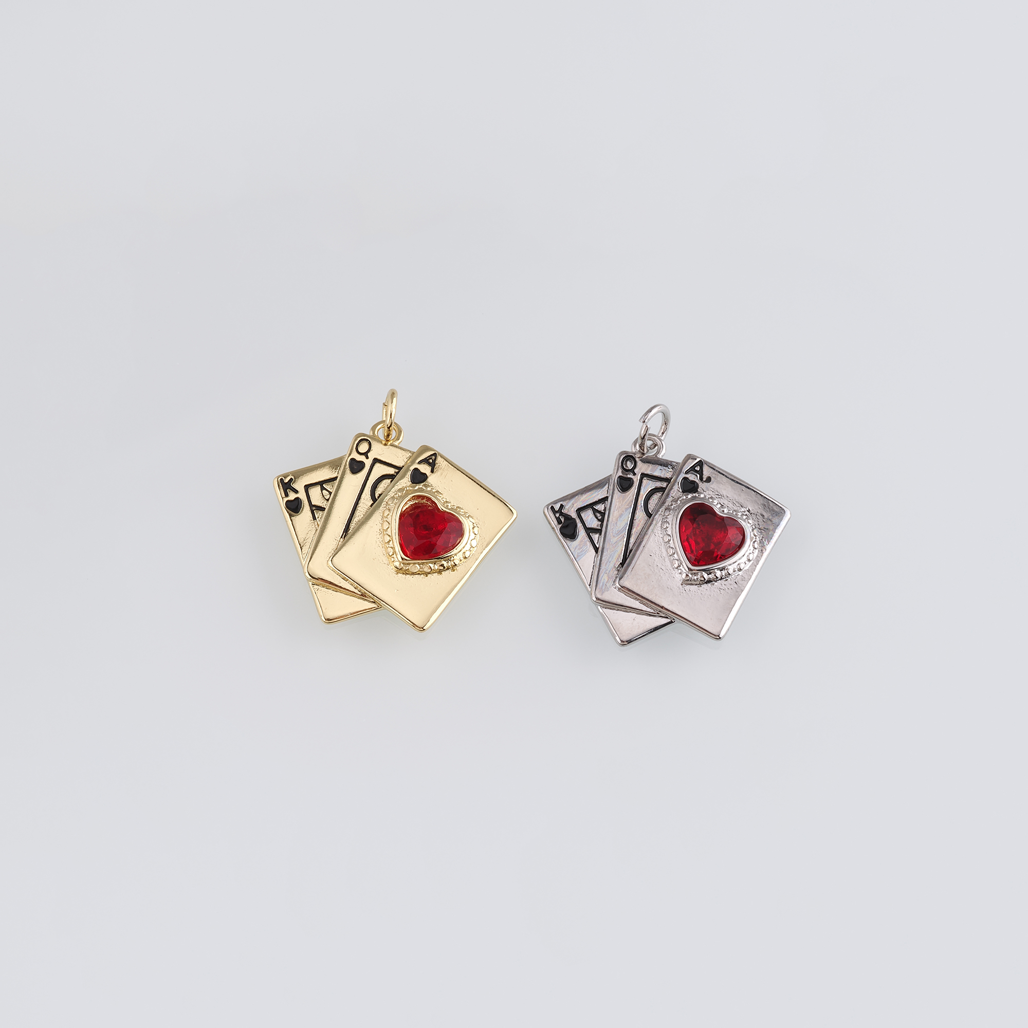18K Gold Filled Poker Pendant,Playing Card Charm Earrings Necklace for DIY Jewelry Making Supply