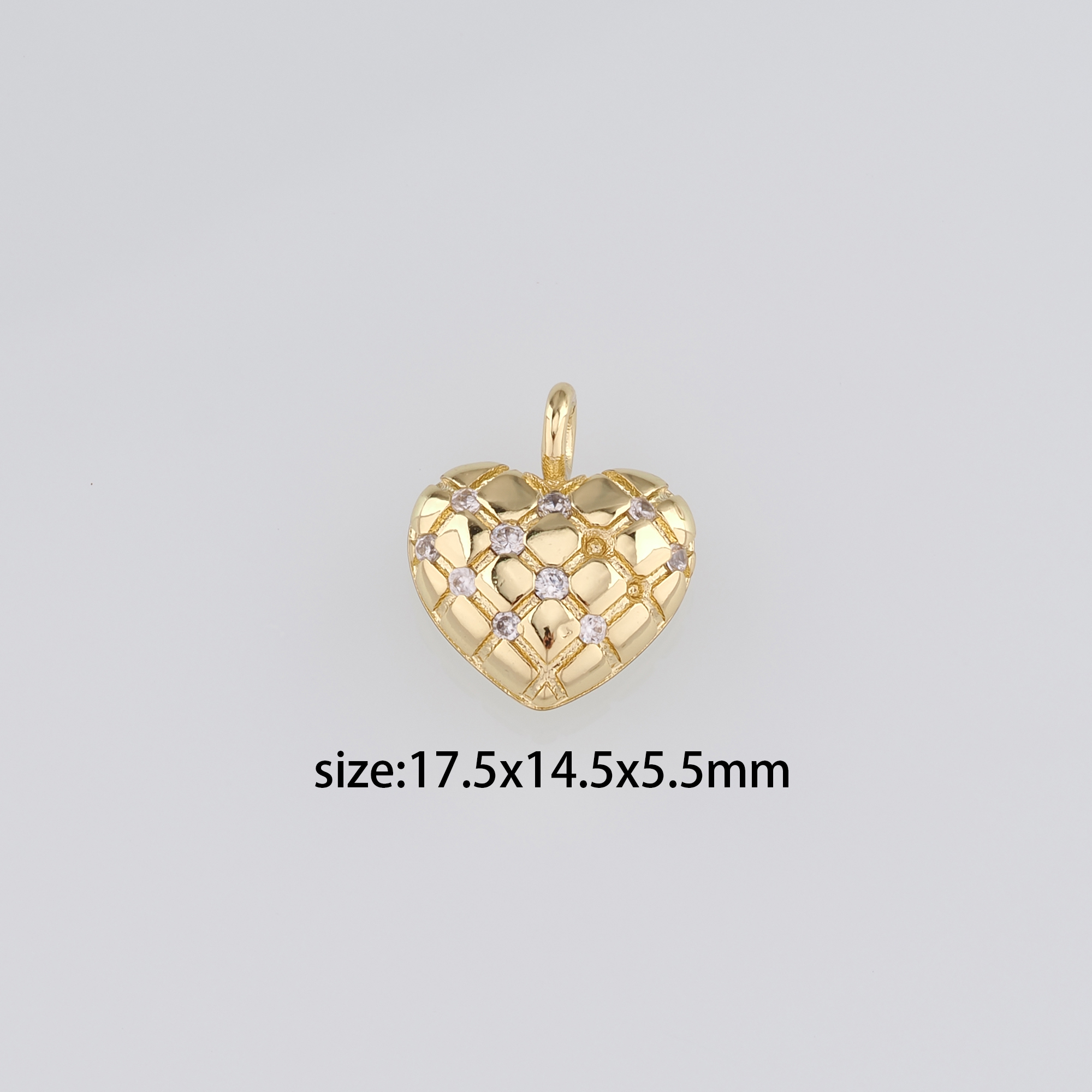 18K Gold Filled Heart Pendant,CZ Micro Pave Heart Charm Earrings Necklace for DIY Jewelry Making Supply