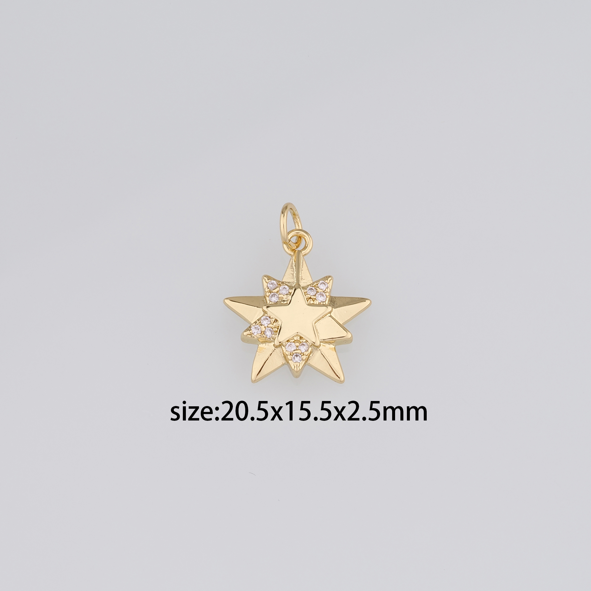 18K Gold Filled Star Pendant,Celestial Charm,CZ Micro Pave Star Earrings Necklace for DIY Jewelry Making Supply